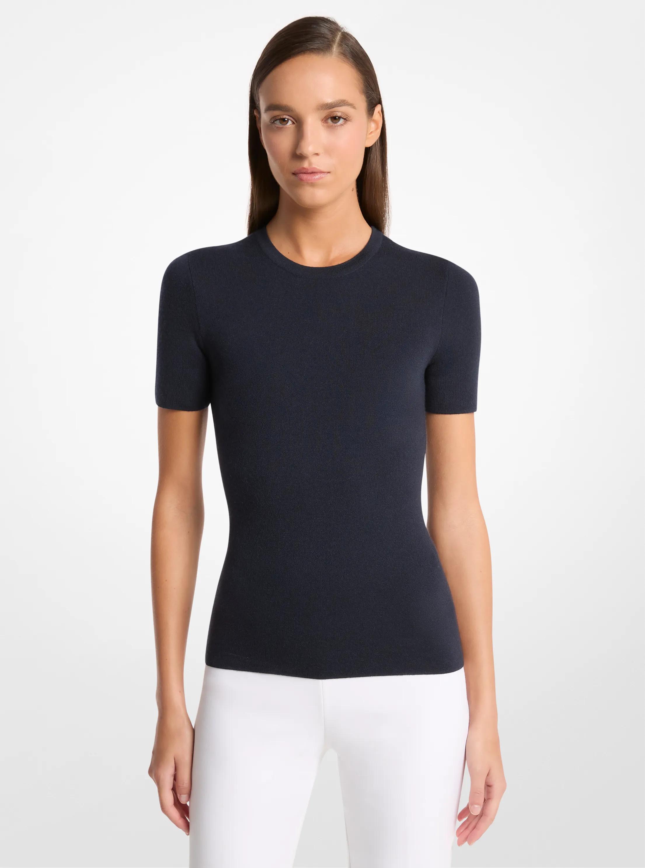 Cashmere Short-Sleeve Sweater in MIDNIGHT | Michael Kors