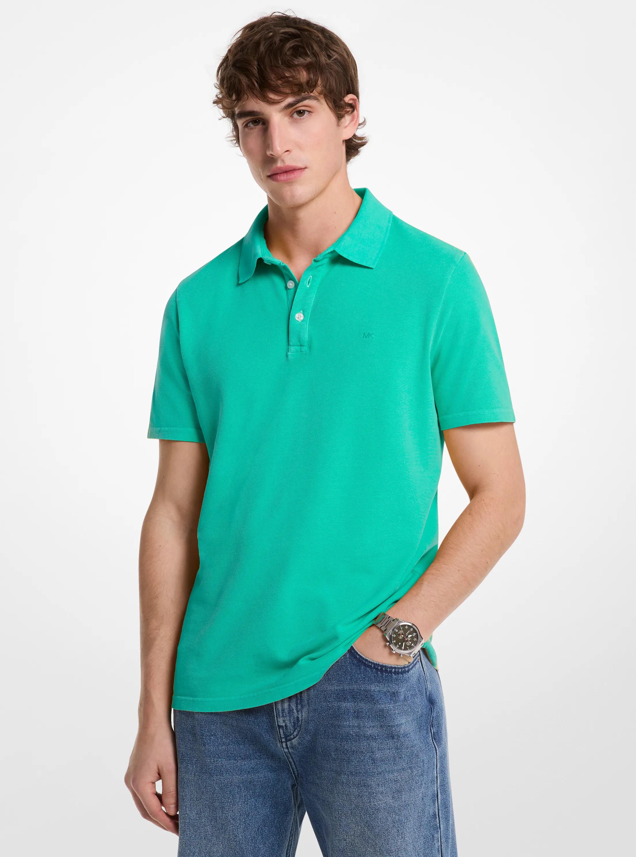 Cotton Piqu&eacute; Polo Shirt in GRASS GREEN | Michael Kors