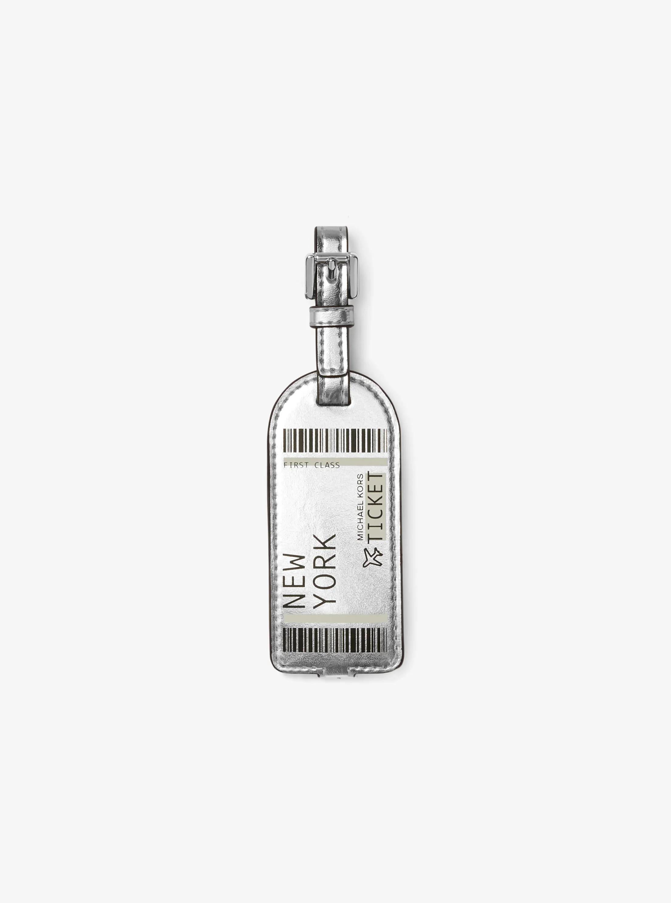 Jet Set Travel Metallic Luggage Tag in SILVER | Michael Kors