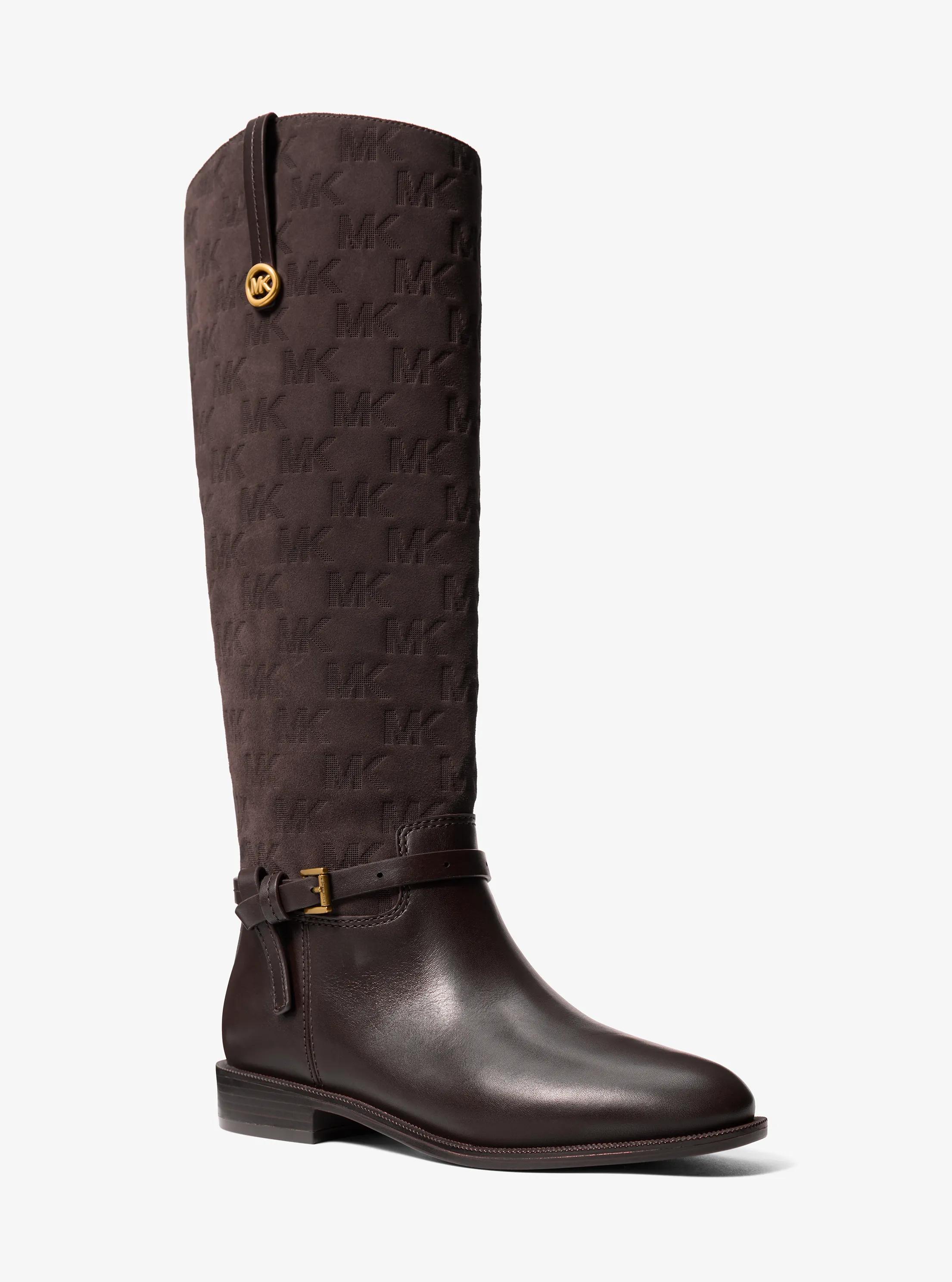 MK Botte cavalière Beverly en daim et cuir - Marron - Michael Kors