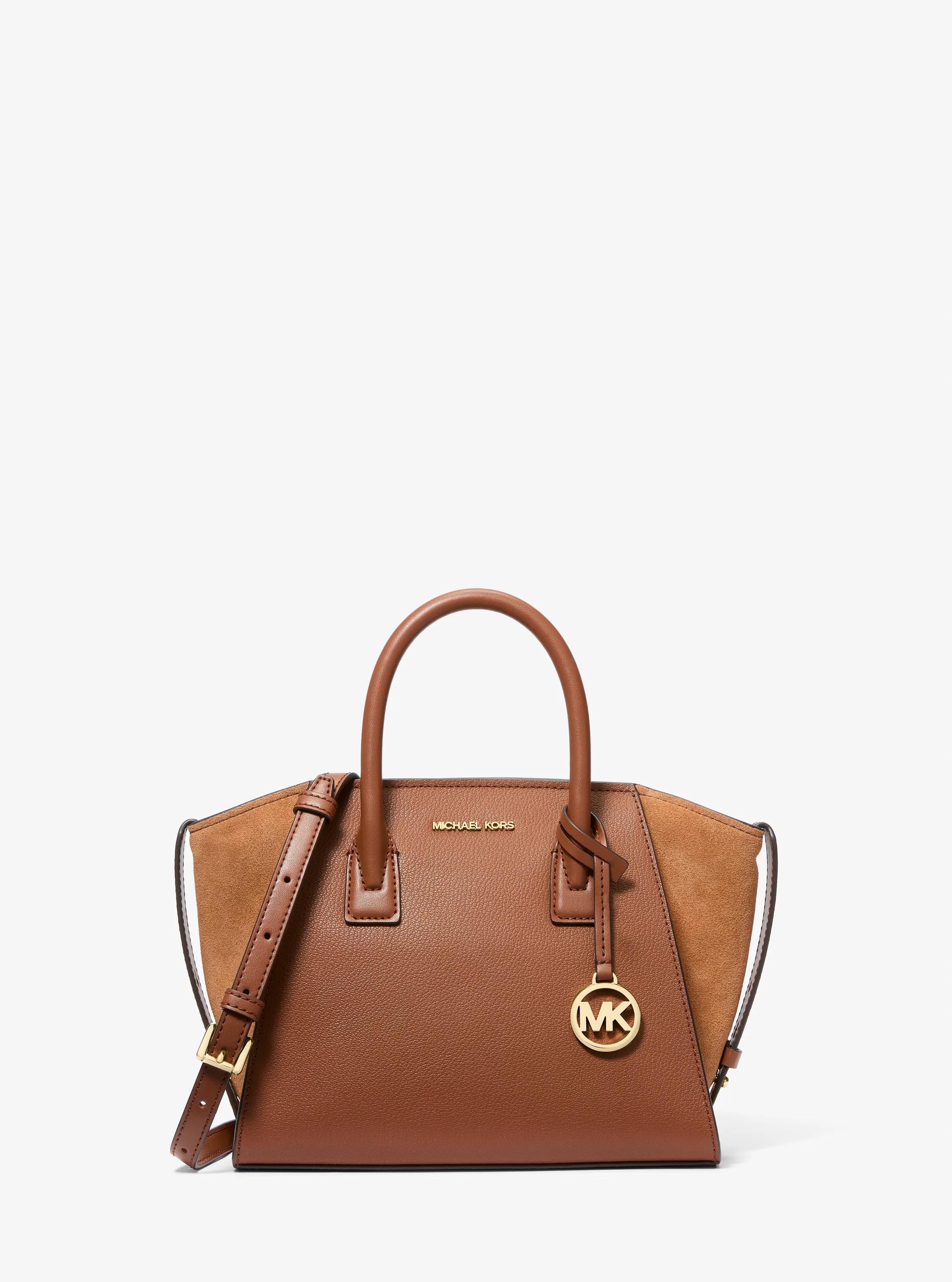 Avril Small Pebbled Leather Satchel in LUGGAGE | Michael Kors