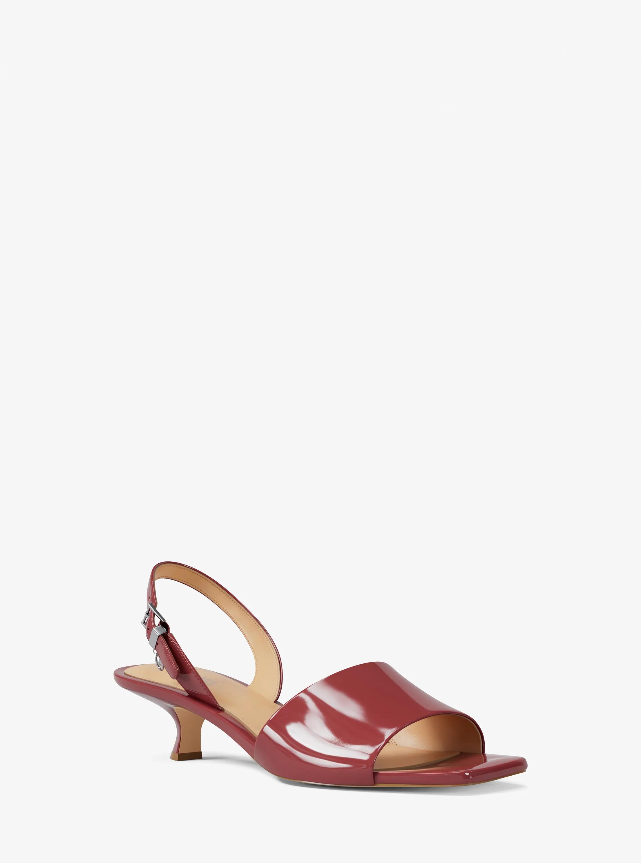 Merrie Patent Kitten Heel Sandal in MAROON | Michael Kors