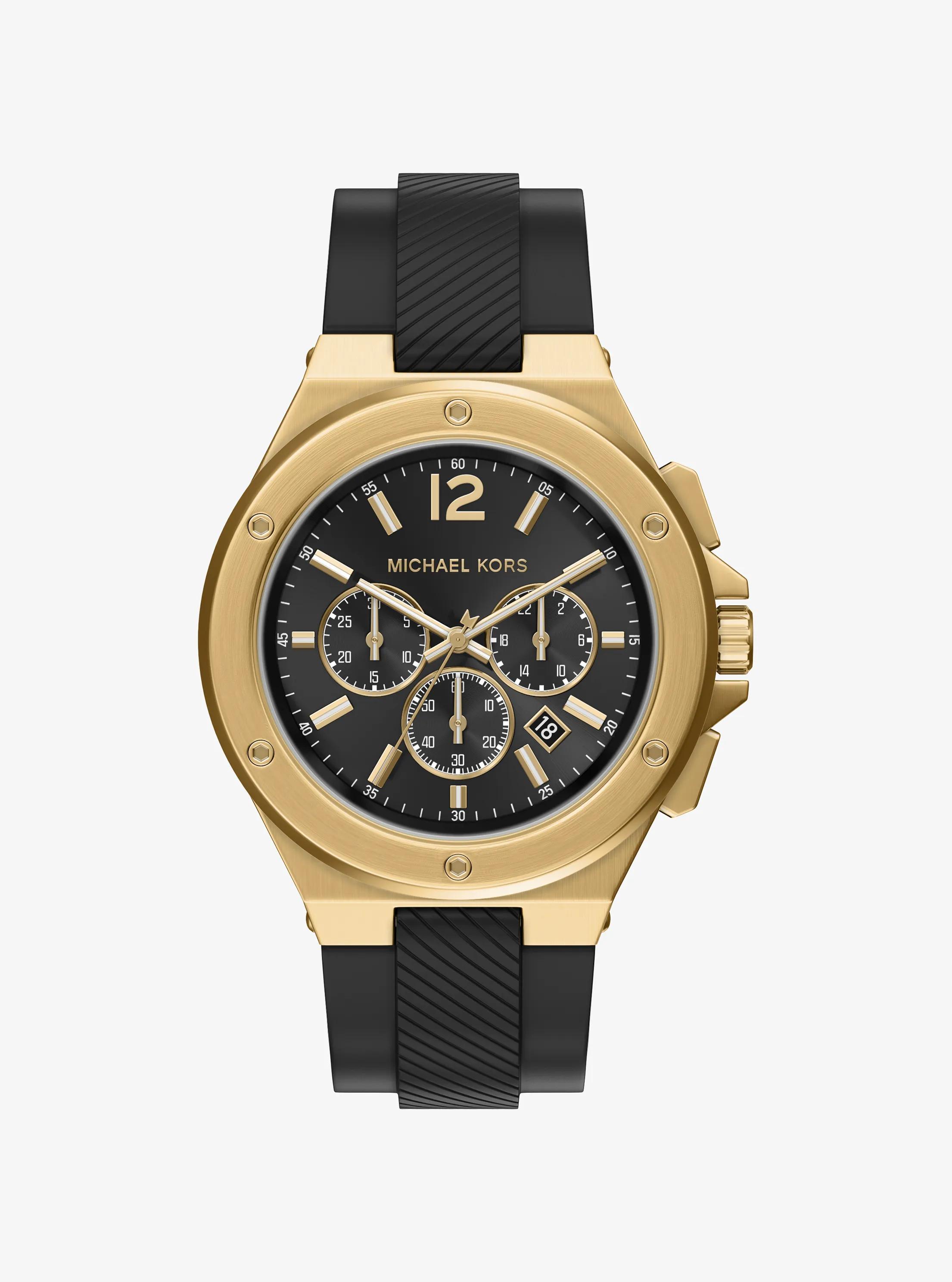 Reloj Lennox oversize en tono dorado y silicona in DORADO | Michael Kors