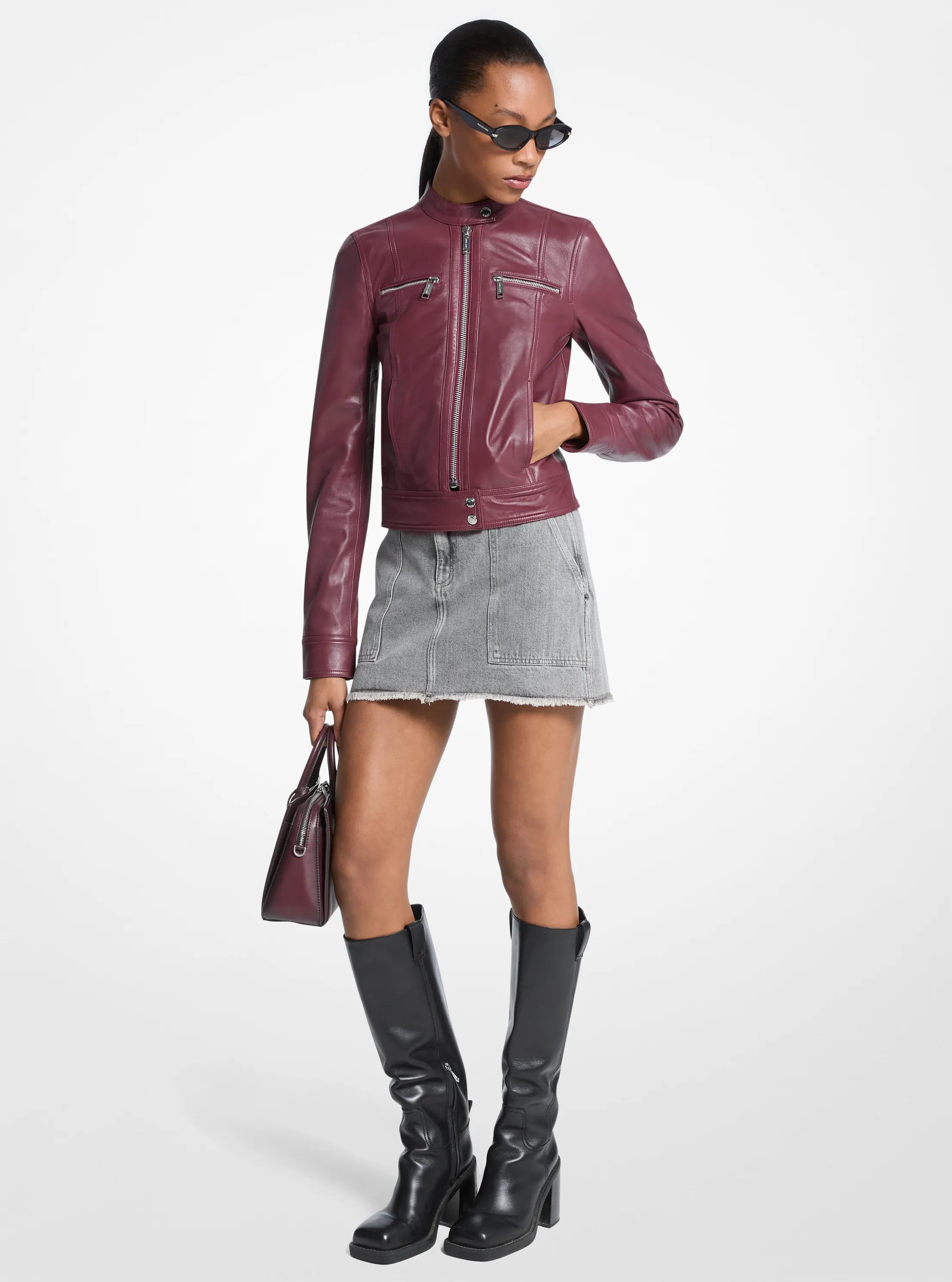 MK Veste en cuir - Rouge - Michael Kors