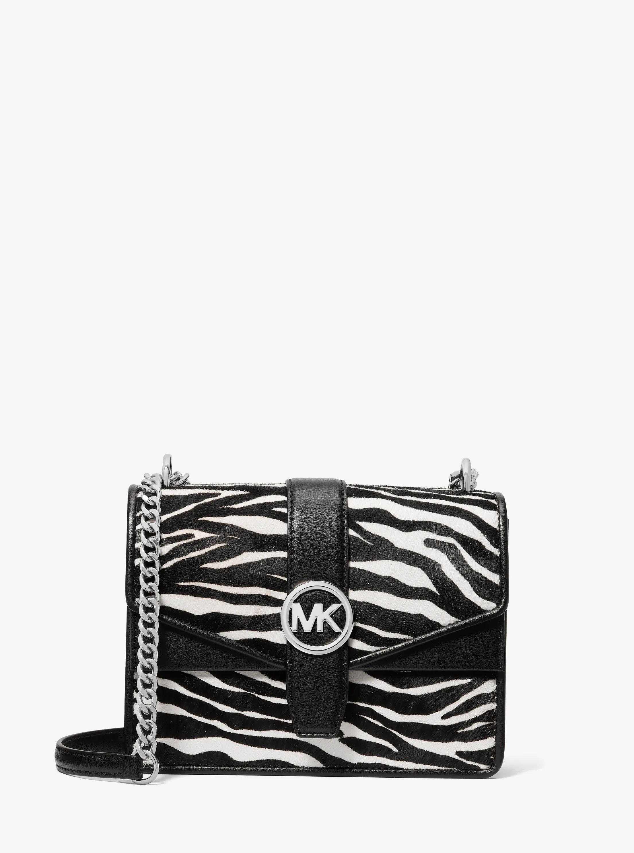 Greenwich Small Zebra Print Calf Hair Crossbody Bag in BLACK | Michael Kors
