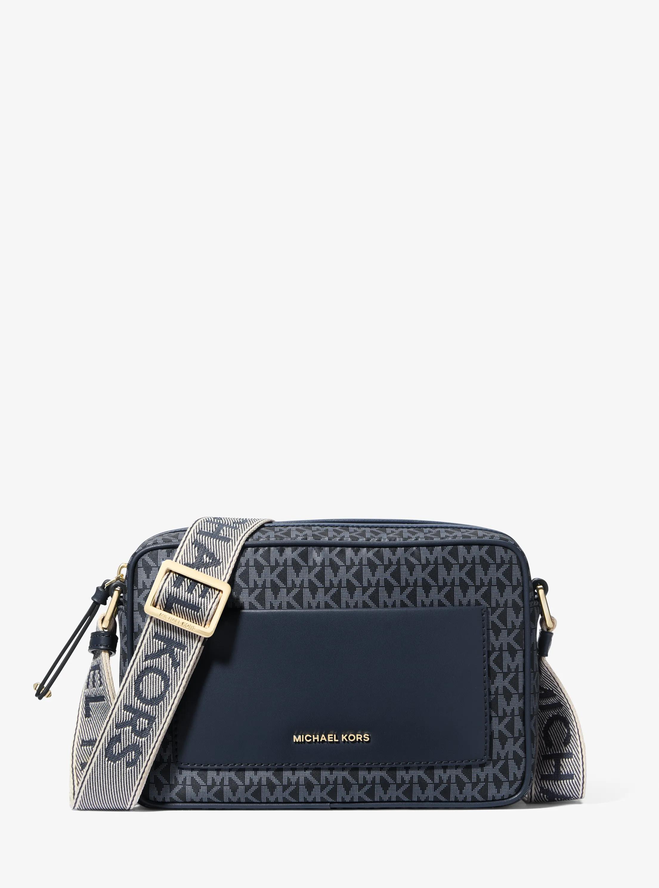 Grand sac &agrave; bandouli&egrave;re tiss&eacute; Jet Set &agrave; imprim&eacute; &agrave; logo Signature in AMIRAL/BLEU P&Acirc;LE | Michael Kors