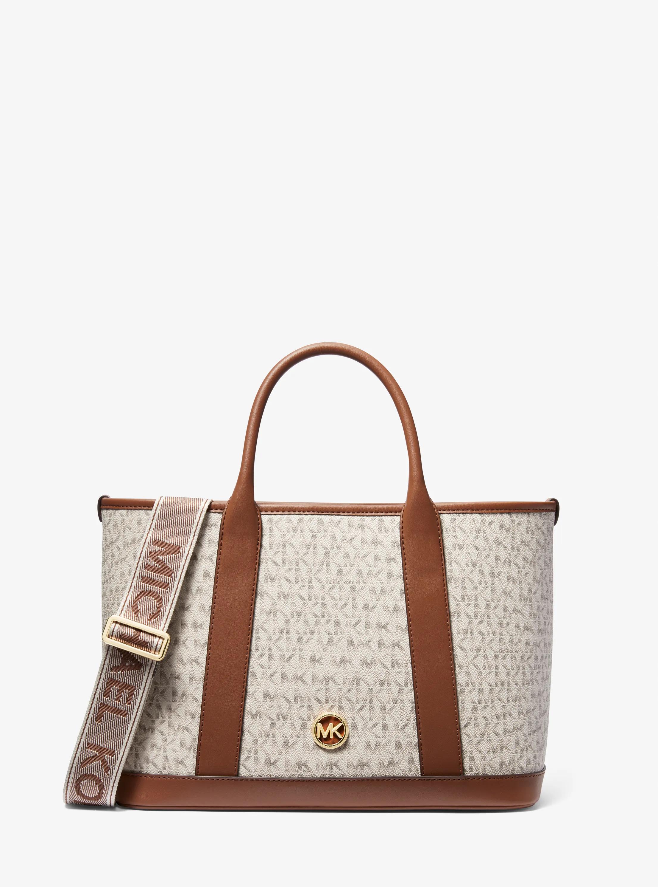 Luisa Medium Signature Logo Satchel in VANILLA/LUGGAGE | Michael Kors