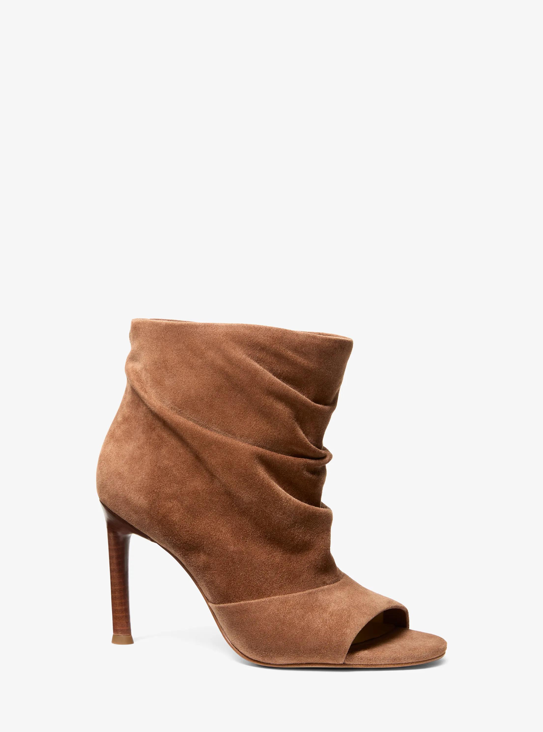 Raelynn Suede Open-Toe Ankle Boot in LUGGAGE | Michael Kors