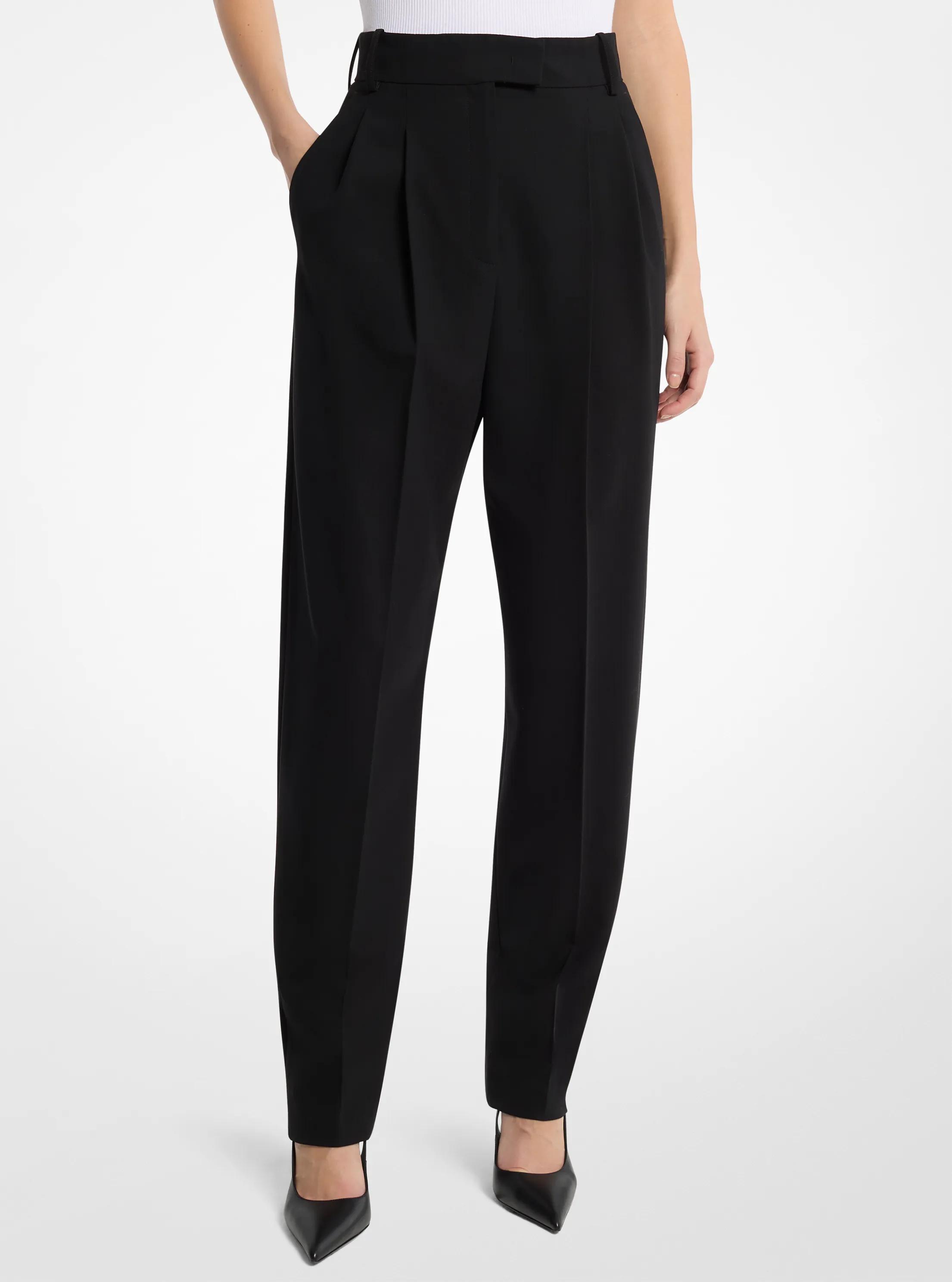 Michael Kors Collection Dru Pleated Stretch Tissue Wool Crepe Trousers