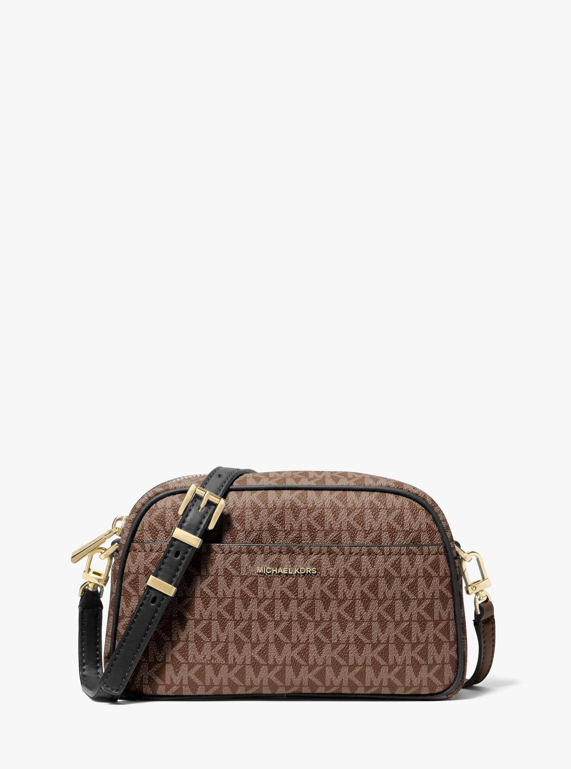 Jet Set Small Signature Logo Camera Crossbody Bag in BROWN/BLK | Michael Kors