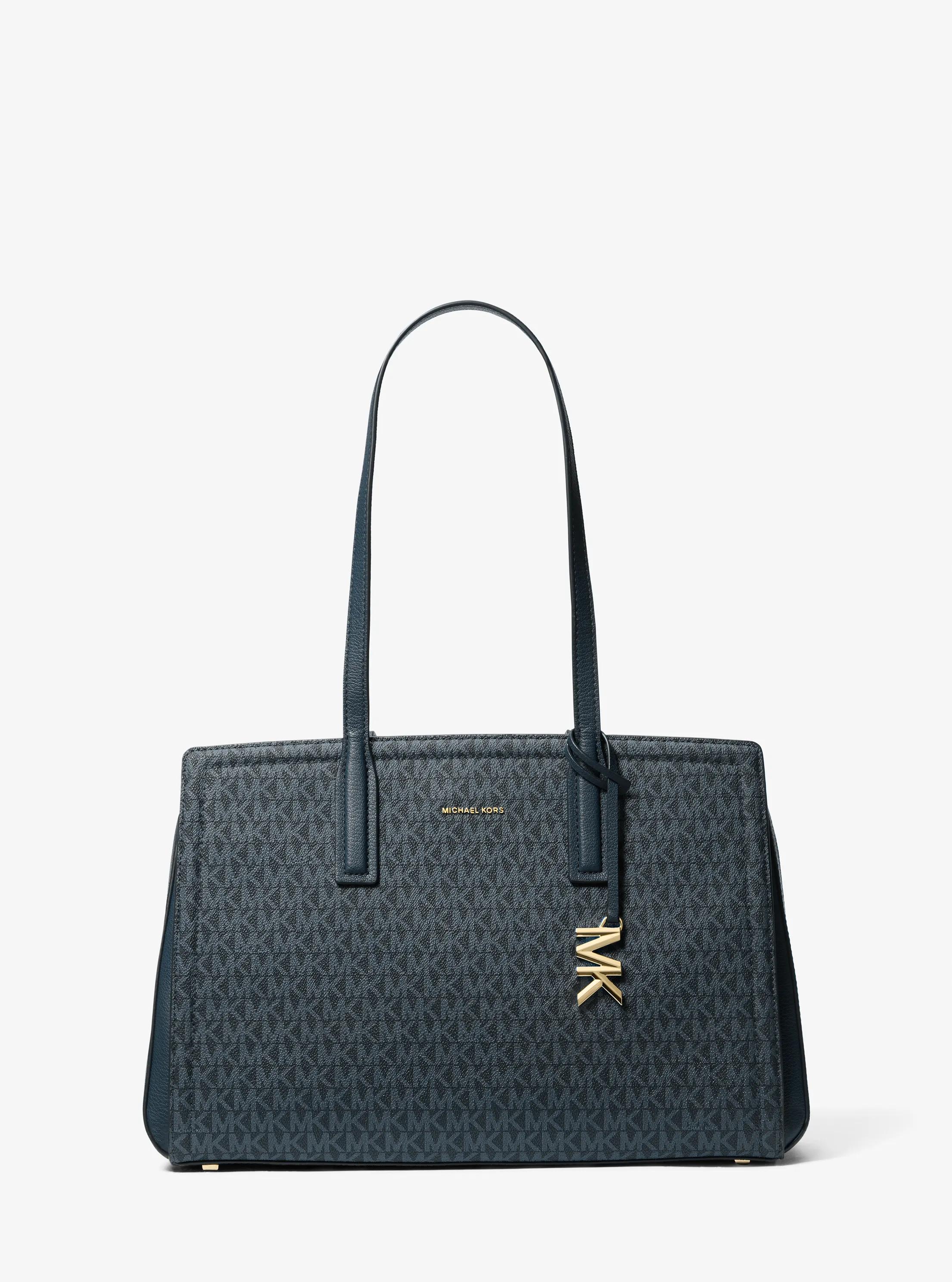 Laila Medium Signature Logo Tote Bag in ADMRL/PLBLUE | Michael Kors