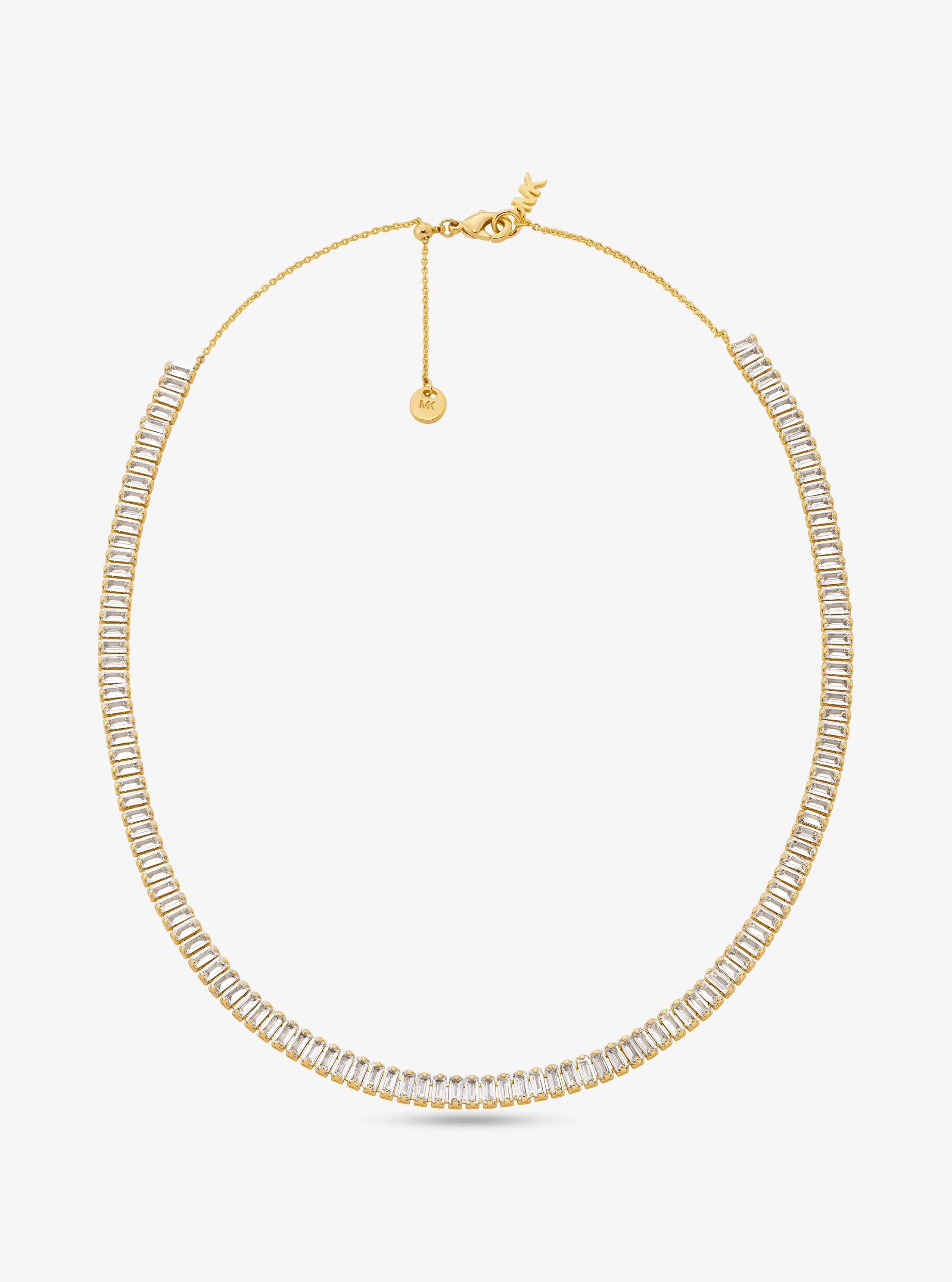 Pav&eacute; Precious Metal Plated Brass Tennis Necklace in GOLD | Michael Kors