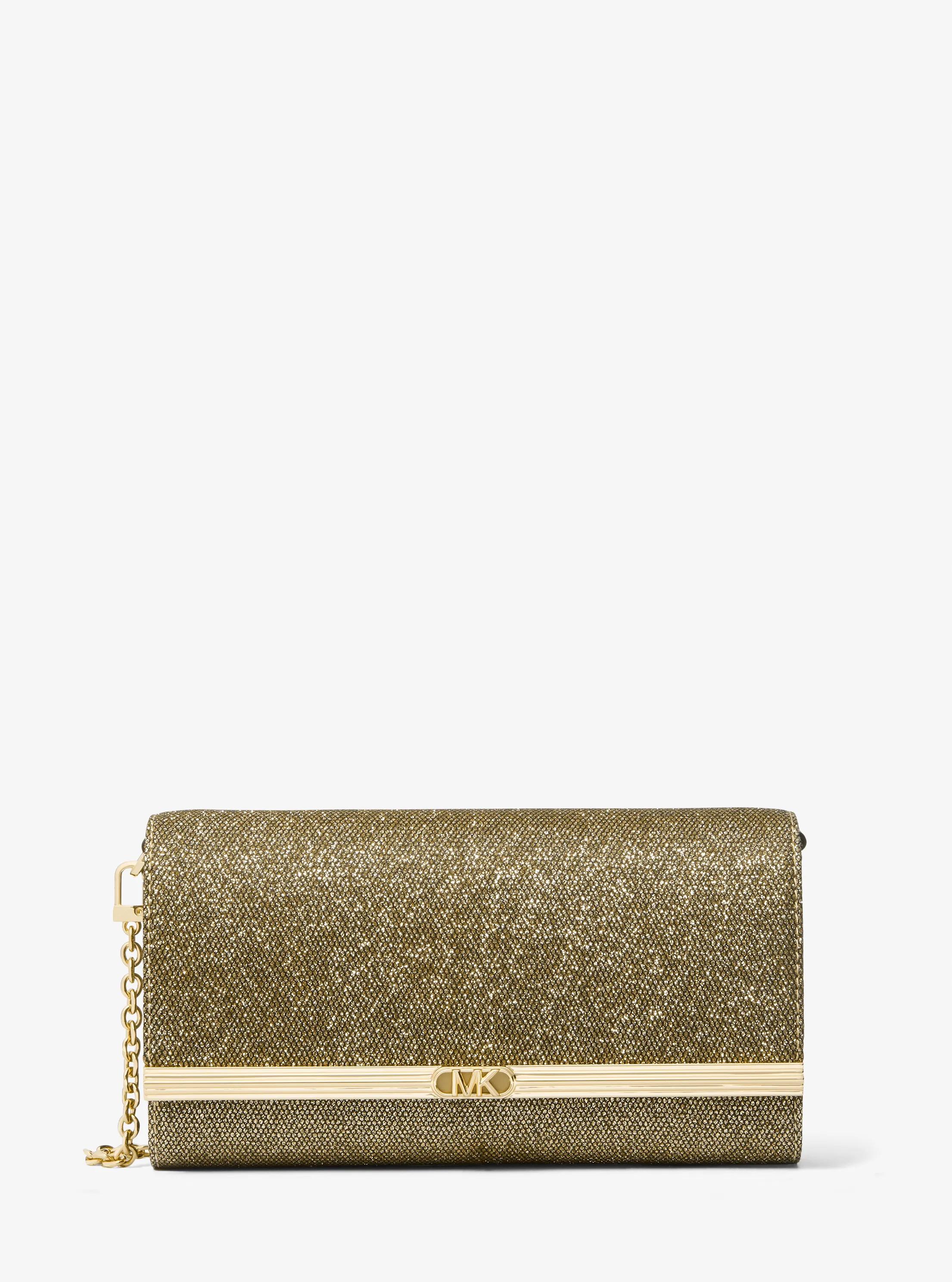 Bolso de mano Mona grande de malla de cadena brillante in DORADO | Michael Kors