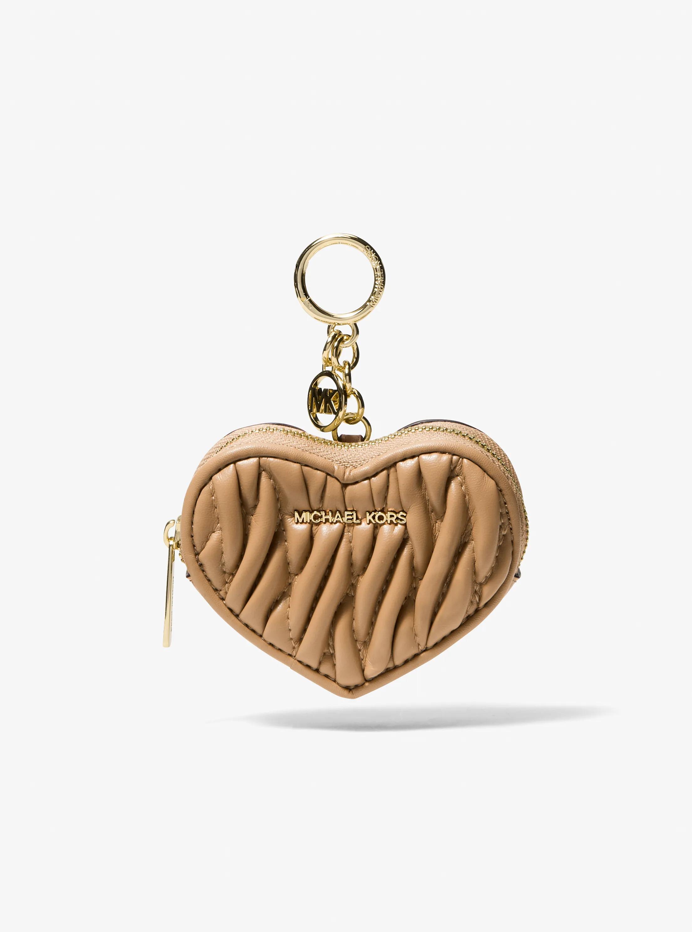Jet Set Travel Matelass&eacute; Heart Coin Pouch in CAMEL | Michael Kors