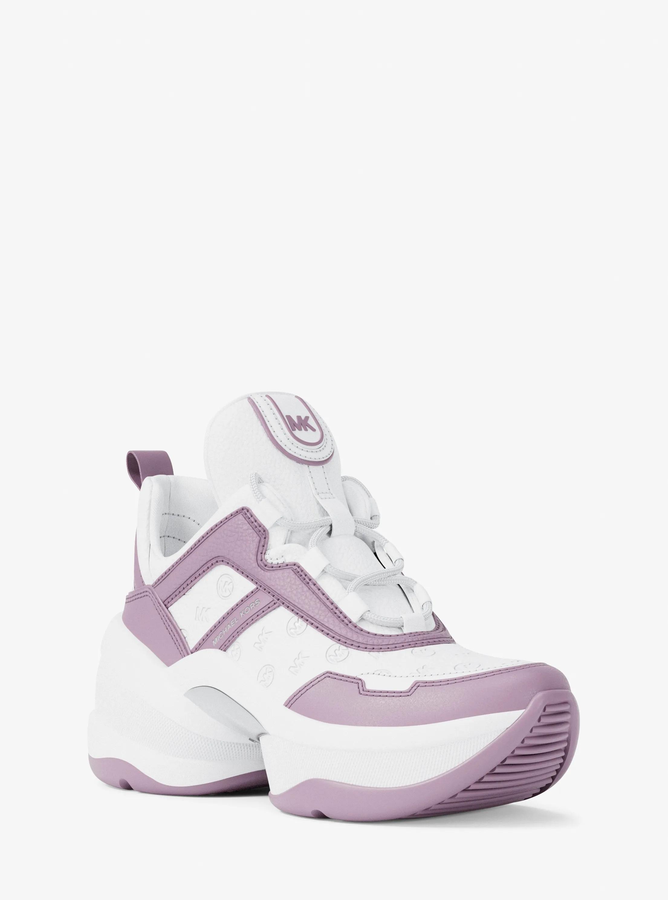 Olympia Logo Debossed  Trainer in LT QUARTZ | Michael Kors