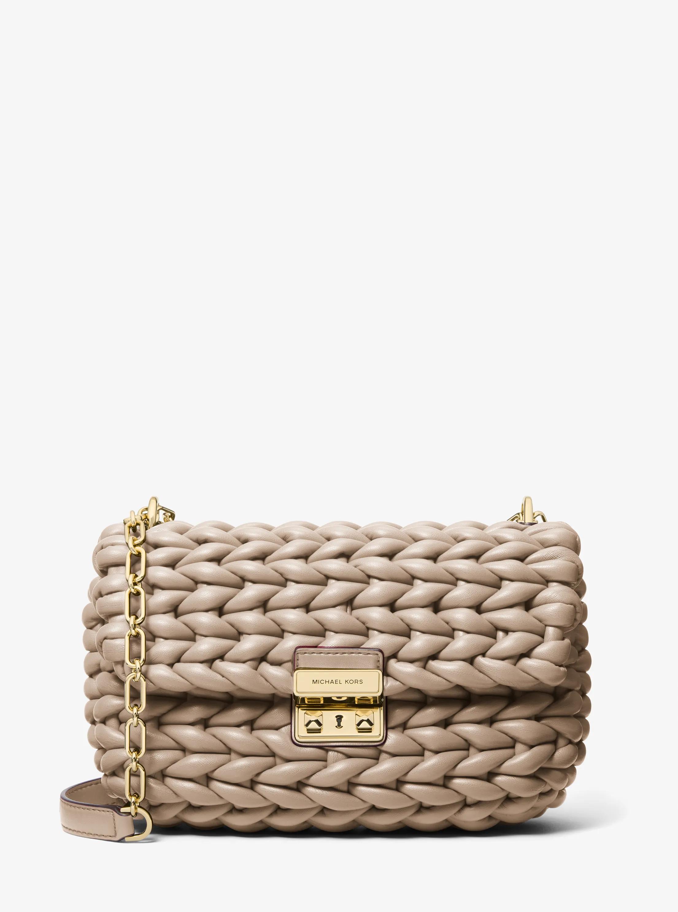 Bolso de hombro Tribeca grande de piel trenzada a mano in ABEDUL | Michael Kors