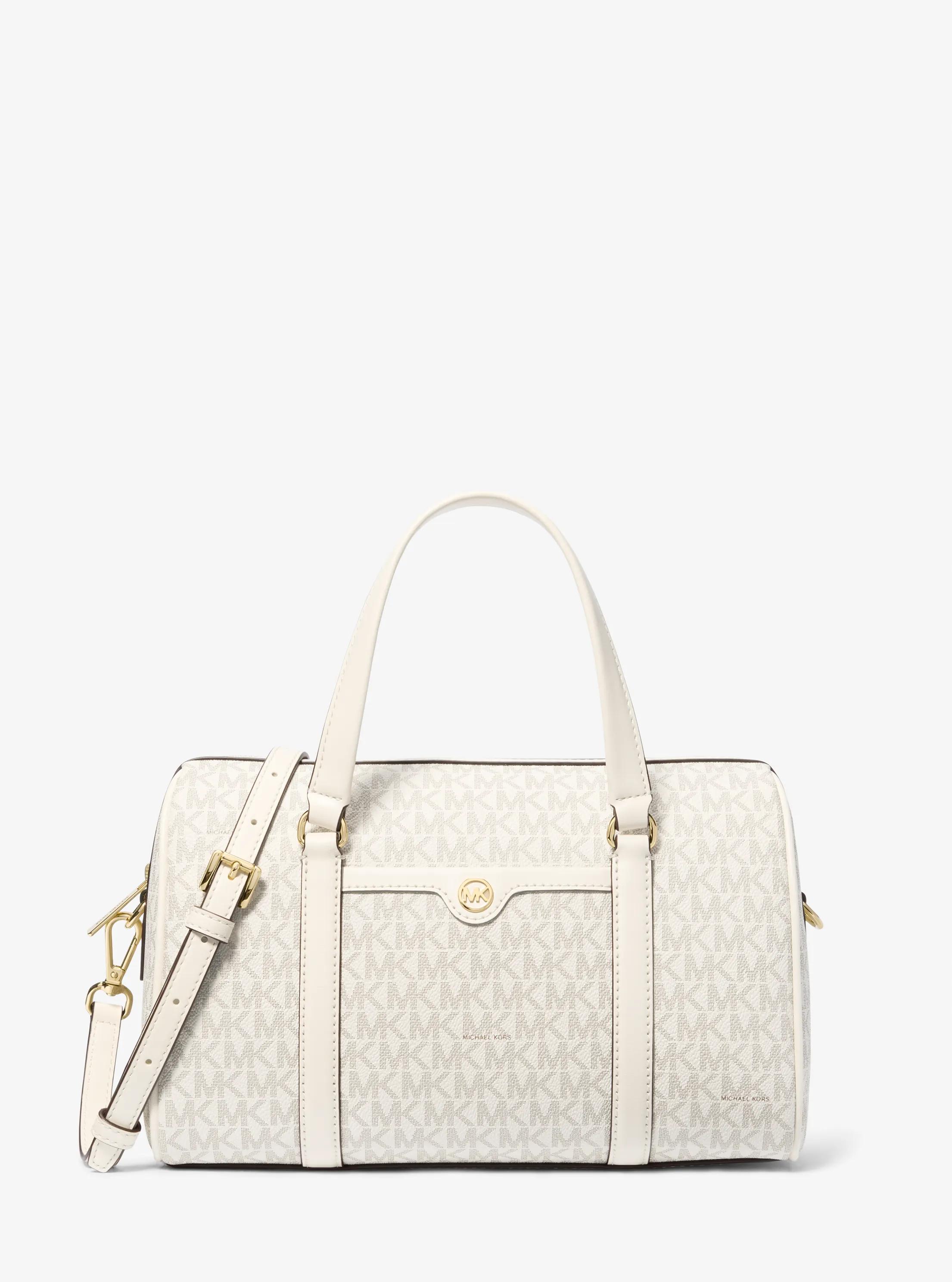 Jet Set Travel Medium Signature Logo Duffel Crossbody Bag in LT CRM MULTI | Michael Kors