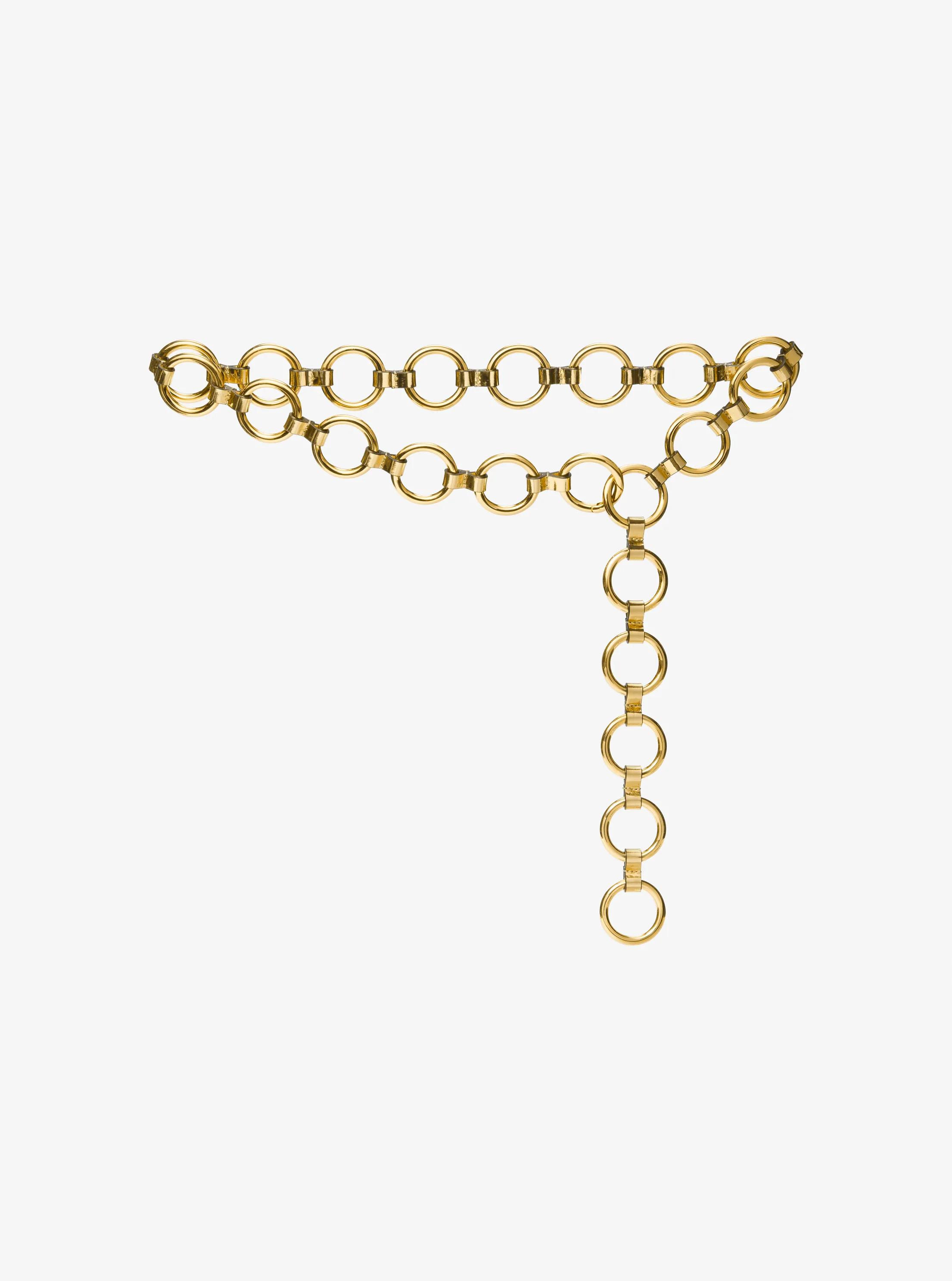 Marisa Gold-Tone and Metallic Leather Ring Belt in GOLD | Michael Kors