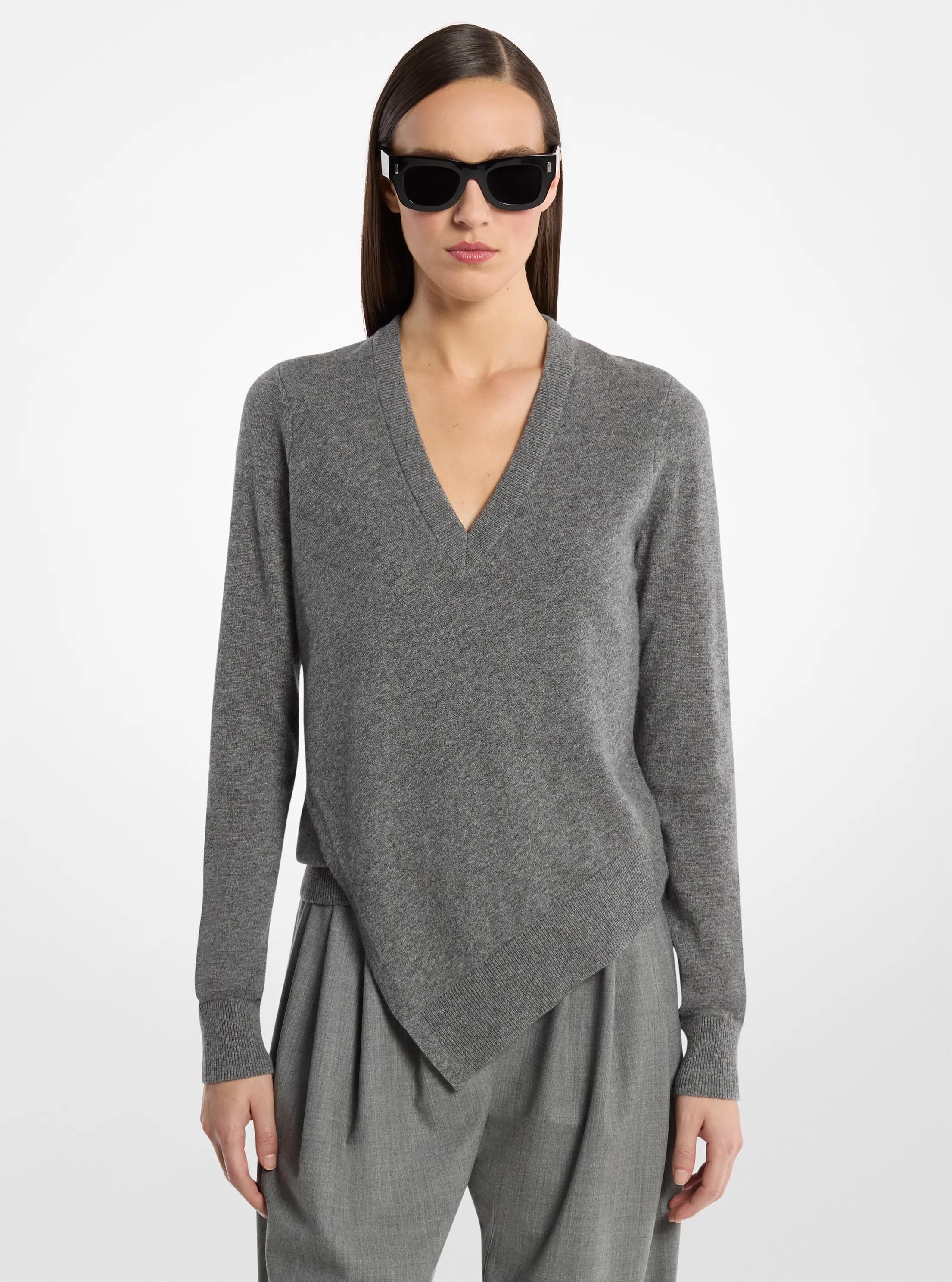 Michael Kors Collection Cashmere V-Neck Asymmetric Sweater | Thumbnail 4