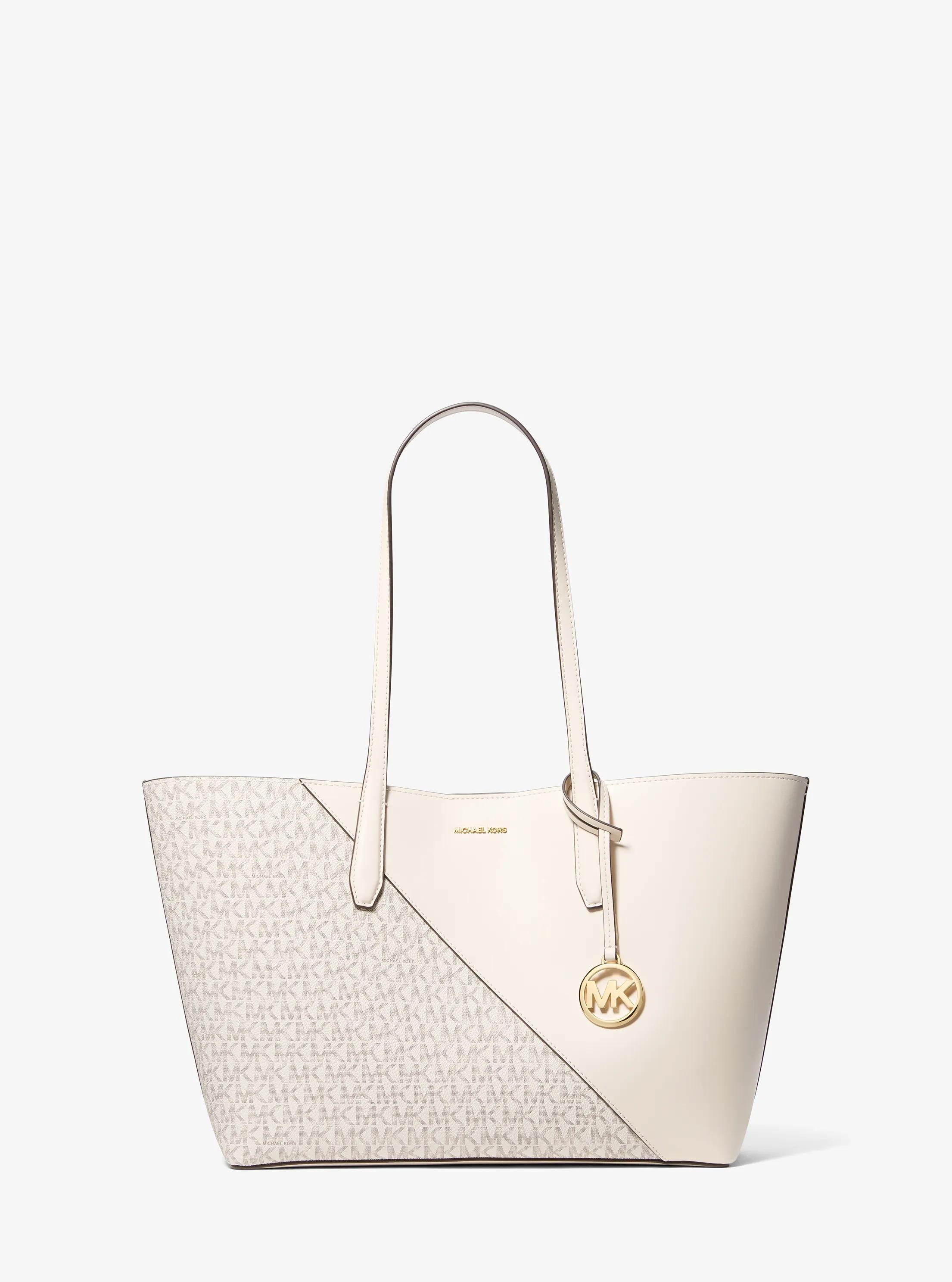 Avalon Medium Smooth and Signature Logo Tote Bag in LT CRM MULTI | Michael Kors
