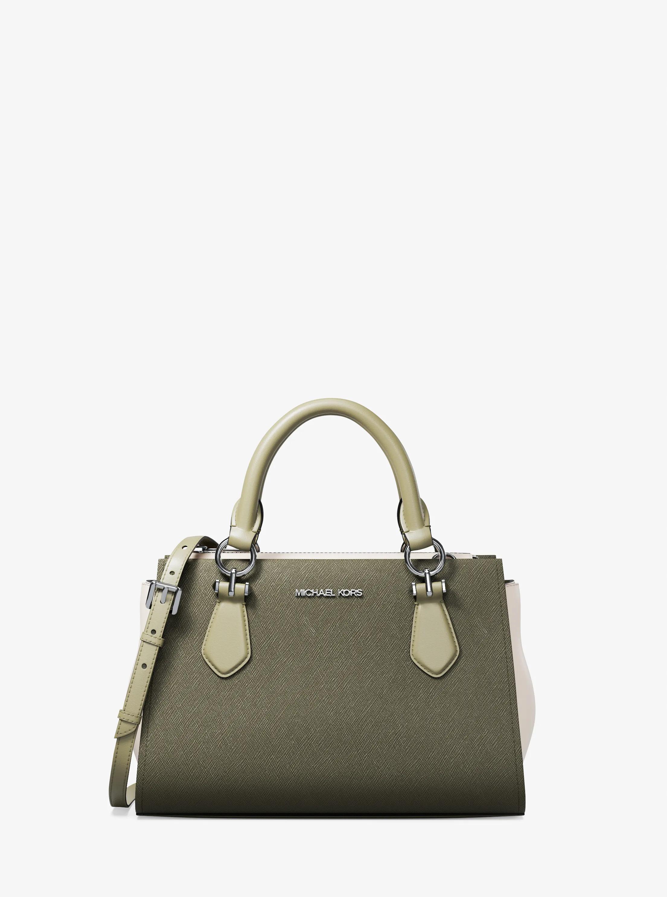 Marilyn Small Color-Block Saffiano Leather Messenger Bag in OLIVE COMBO | Michael Kors