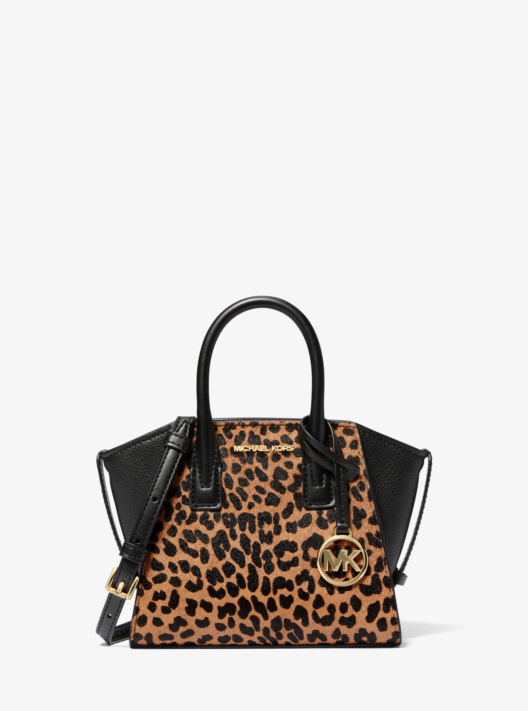Avril Extra-Small Cheetah Print Calf Hair and Leather Satchel in BLACK COMBO | Michael Kors
