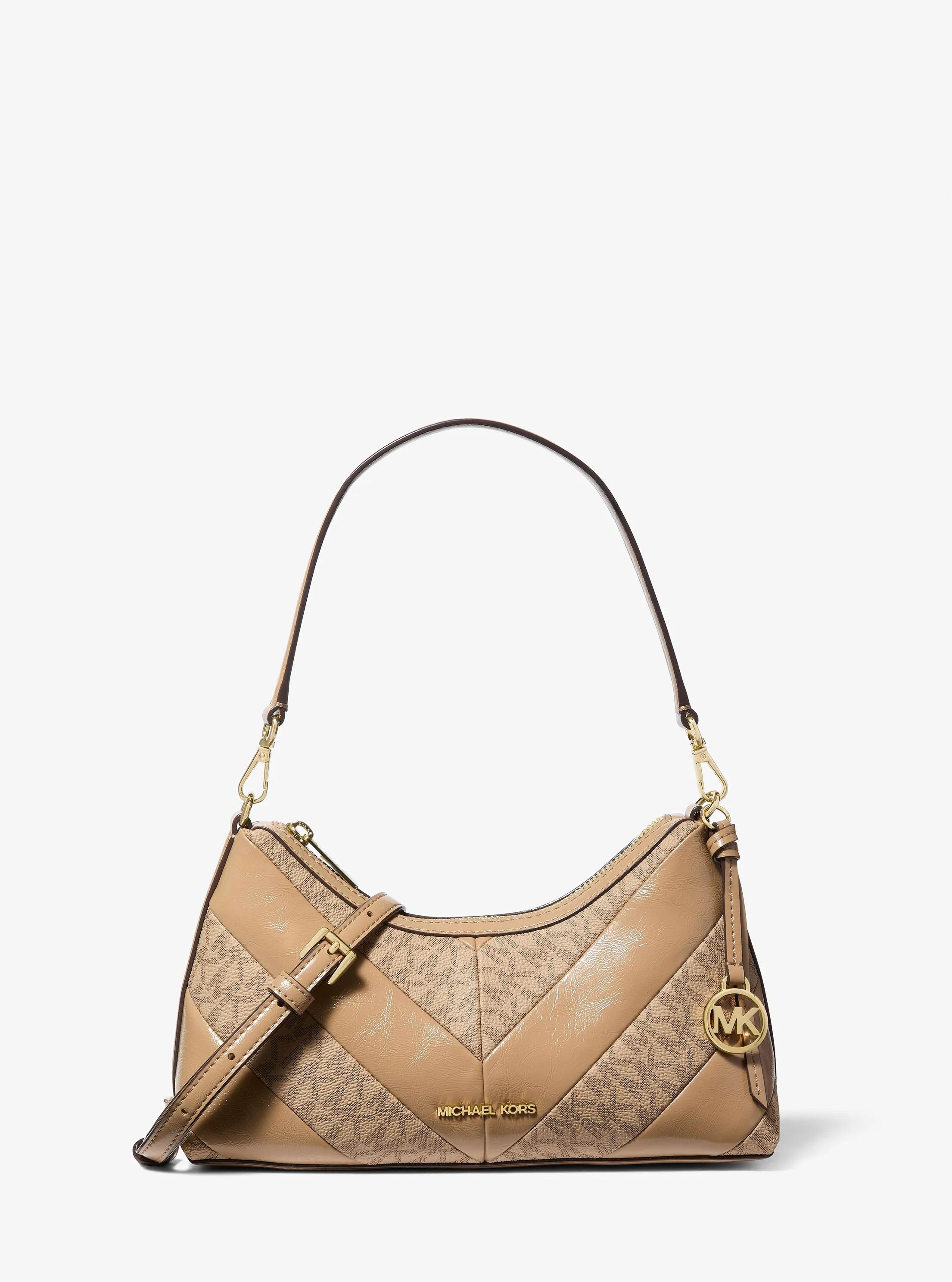 Sammy Small Smooth and Signature Logo Convertible Crossbody Bag in CAMEL | Michael Kors