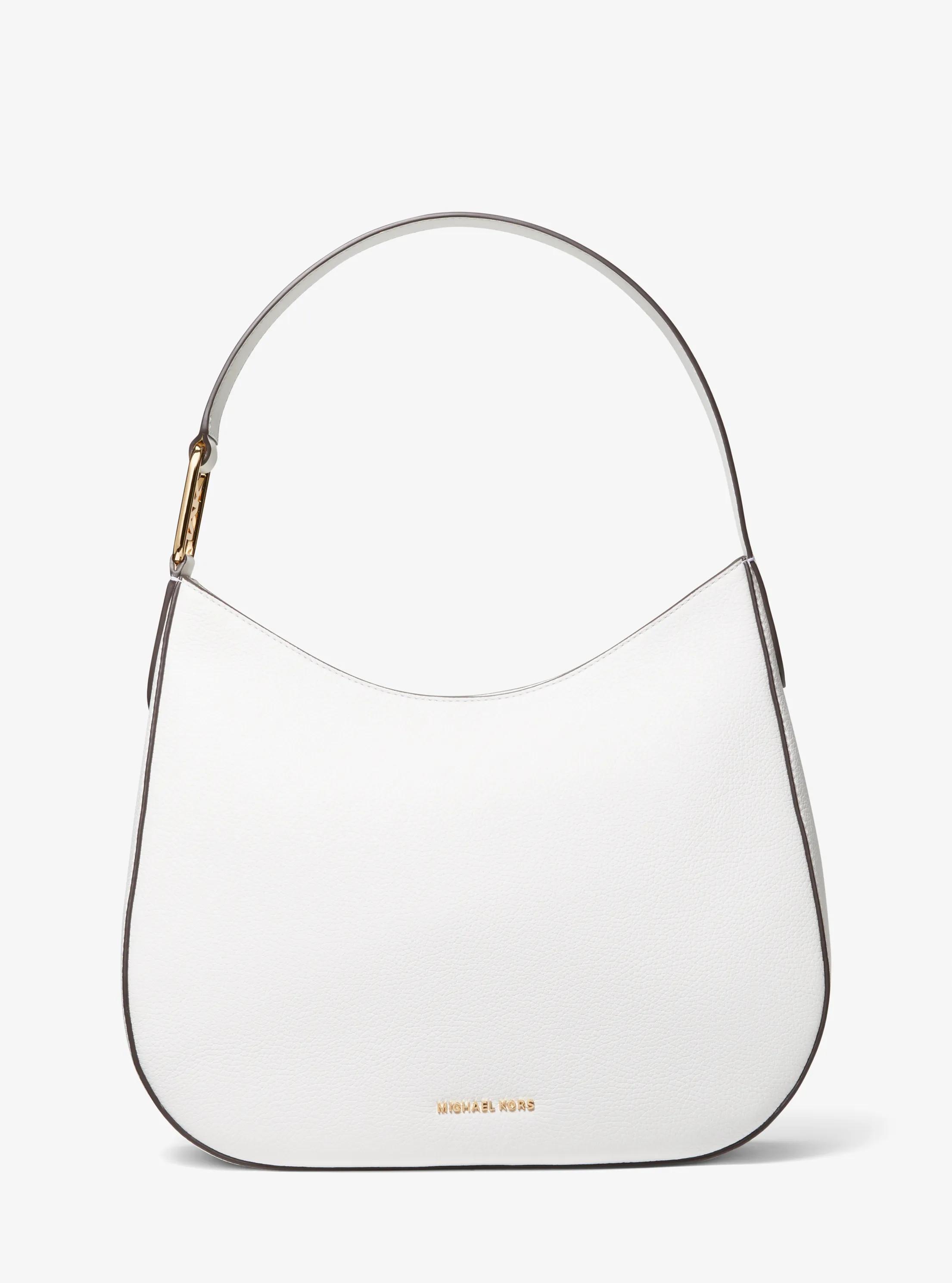 Kensington Large Pebbled Leather Hobo Shoulder Bag in OPTIC WHITE | Michael Kors