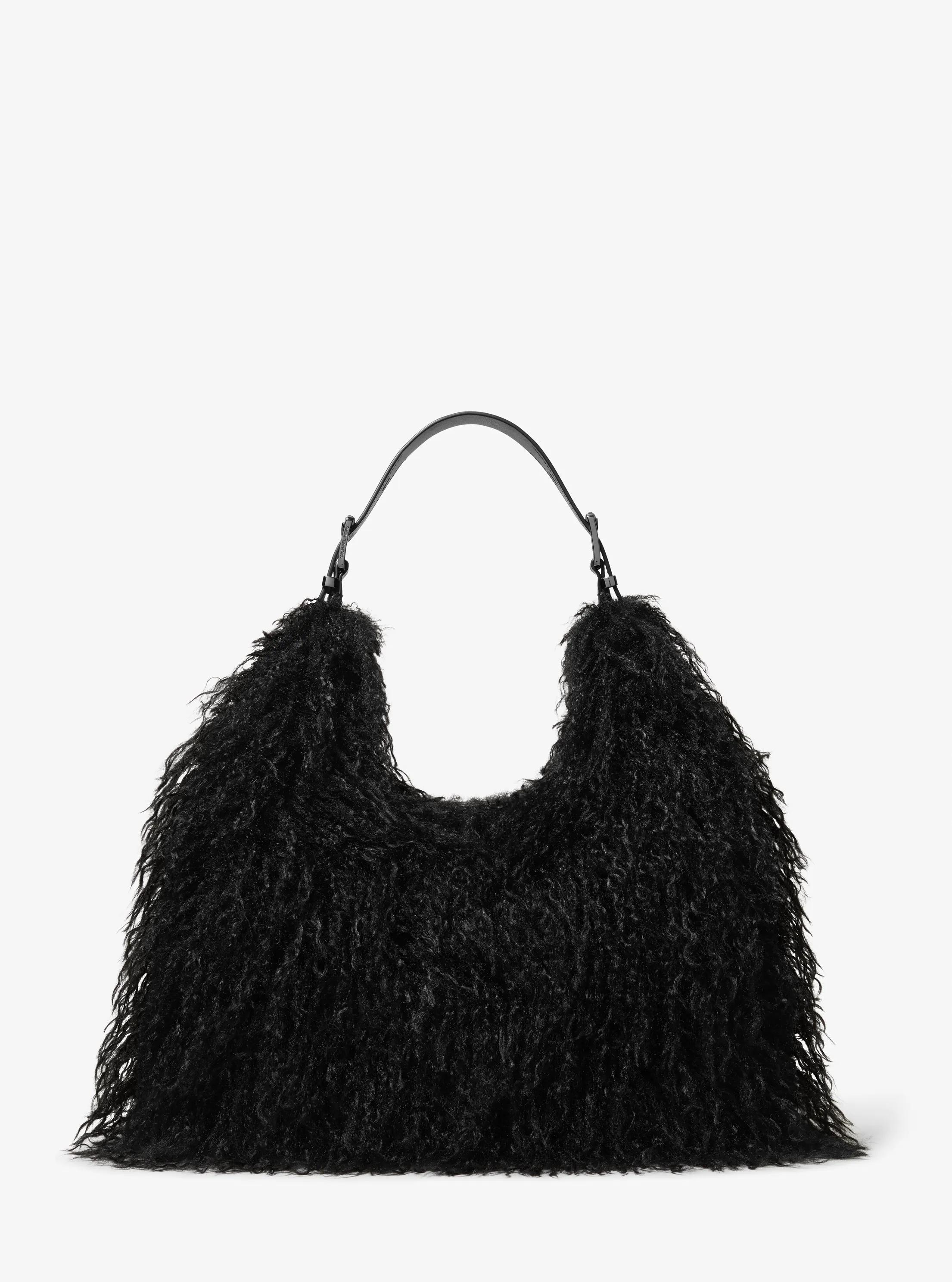 Nolita Large Faux Shearling Shoulder Bag in BLACK | Michael Kors