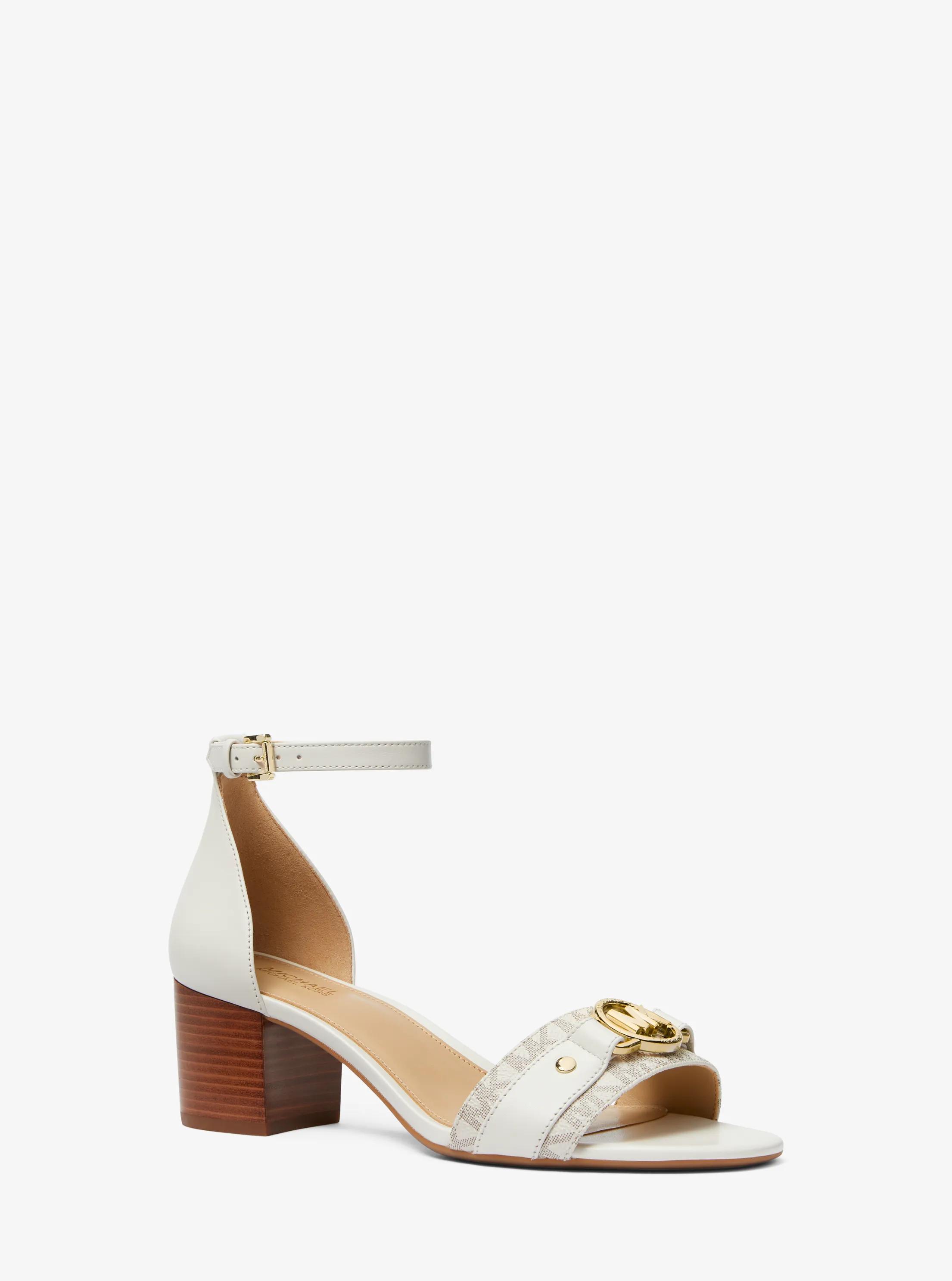 Rory Flex Leather and Logo Sandal in CREAM | Michael Kors