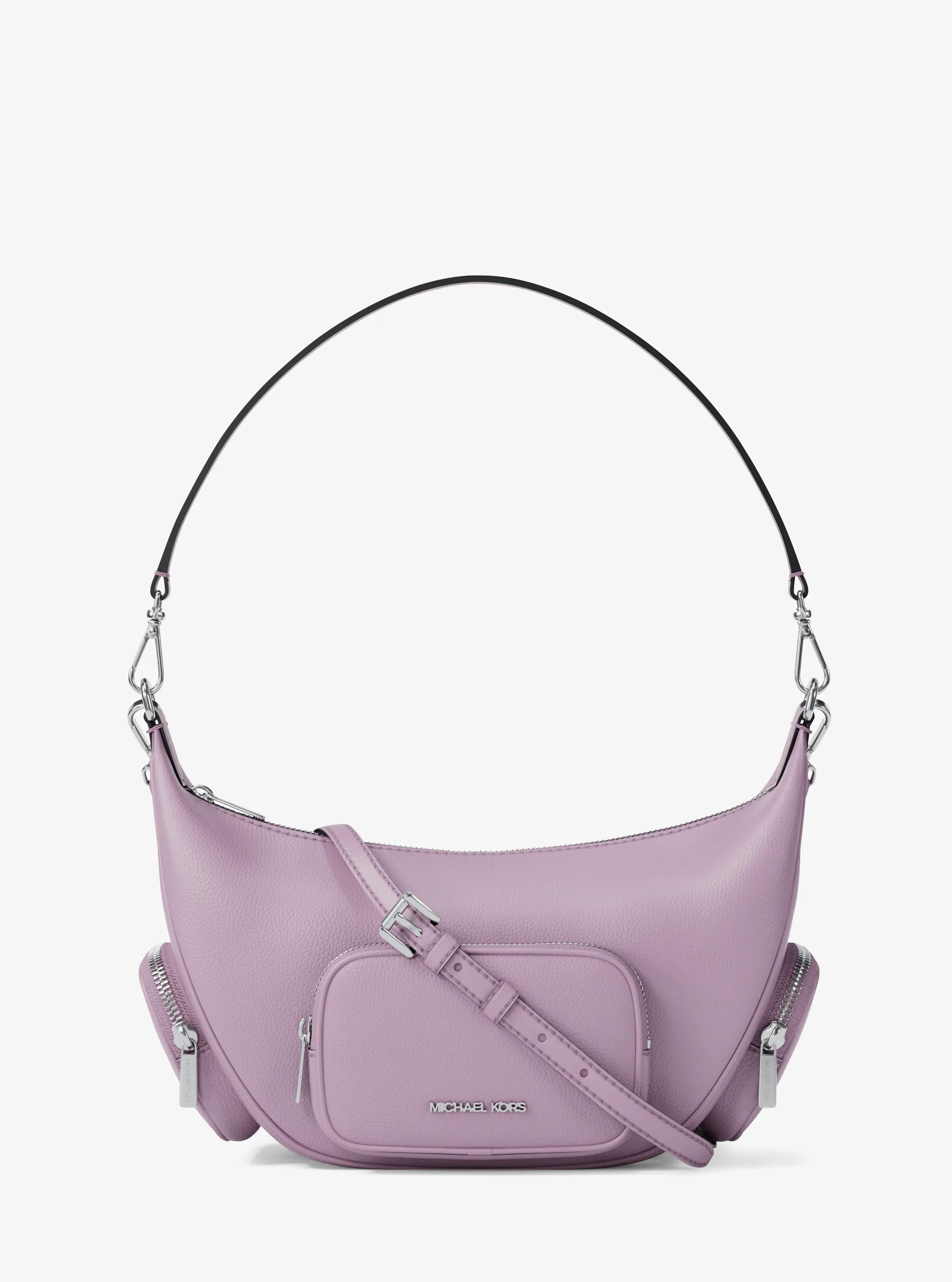 Bolso de hombro Merritt convertible mediano de piel granulada in CUARZO CLARO | Michael Kors