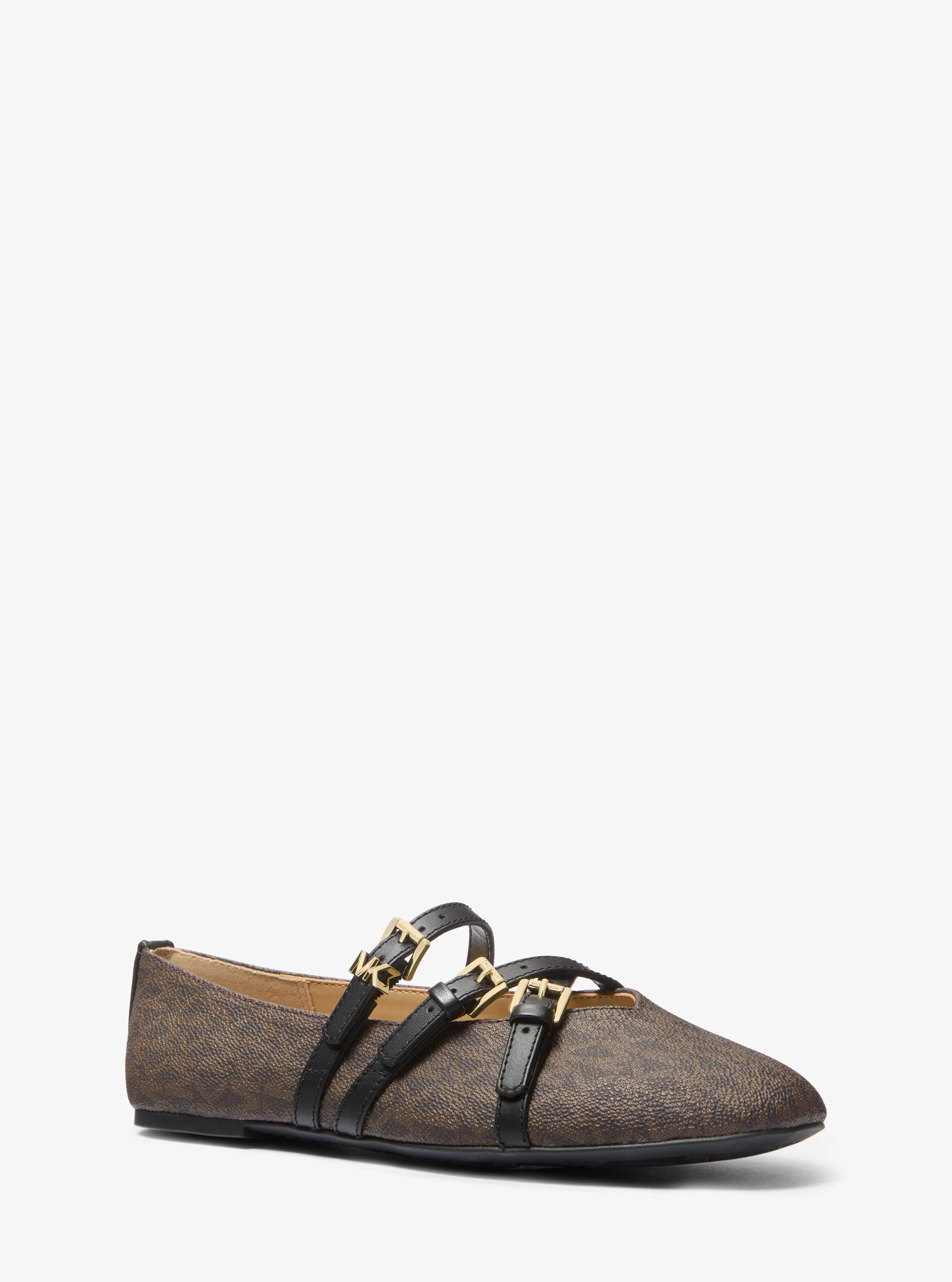 Ballerina Indy Flex con stampa logo in NERO/MARRONE | Michael Kors