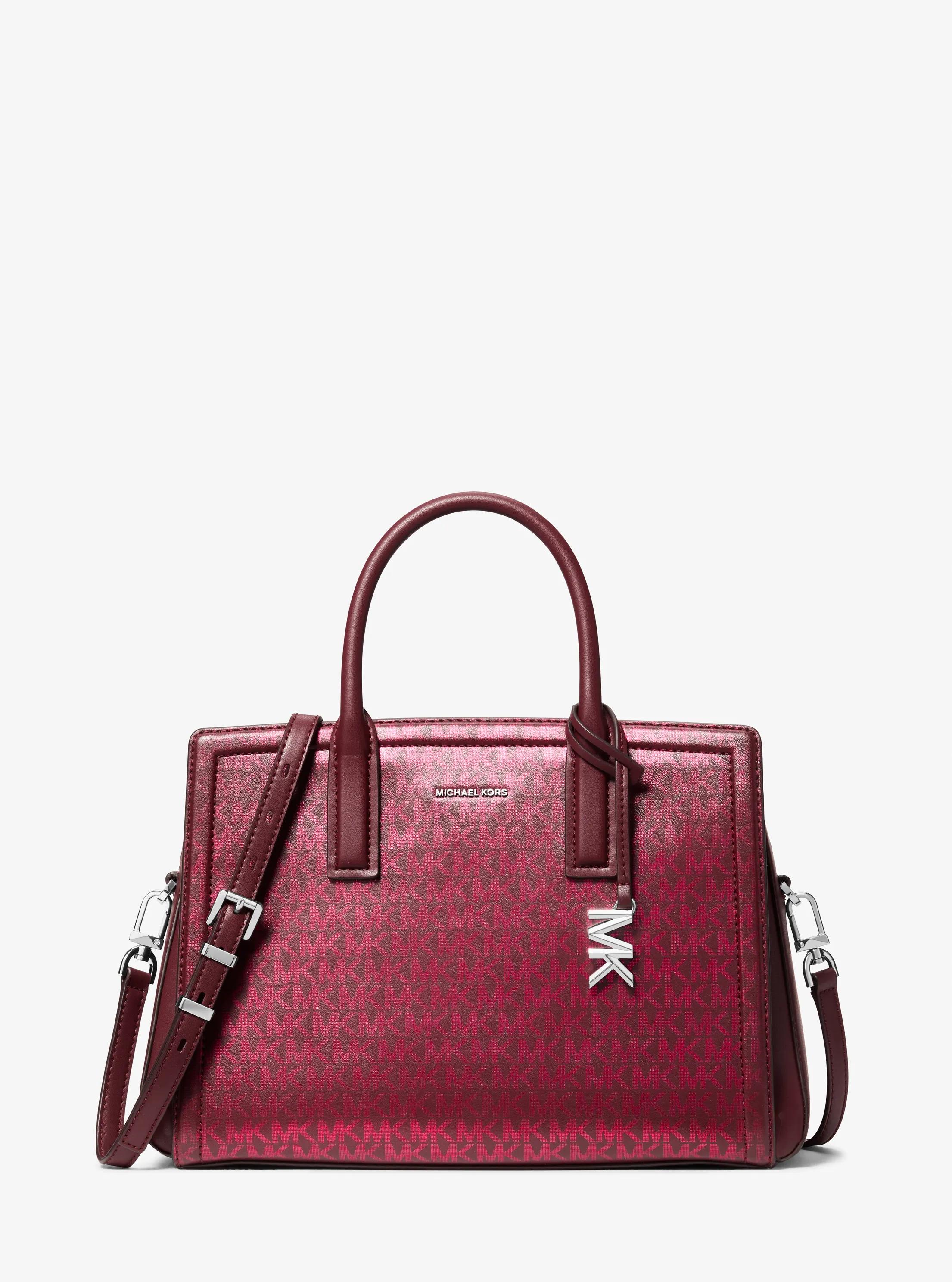Bolso satchel Laila mediano metalizado con logotipo