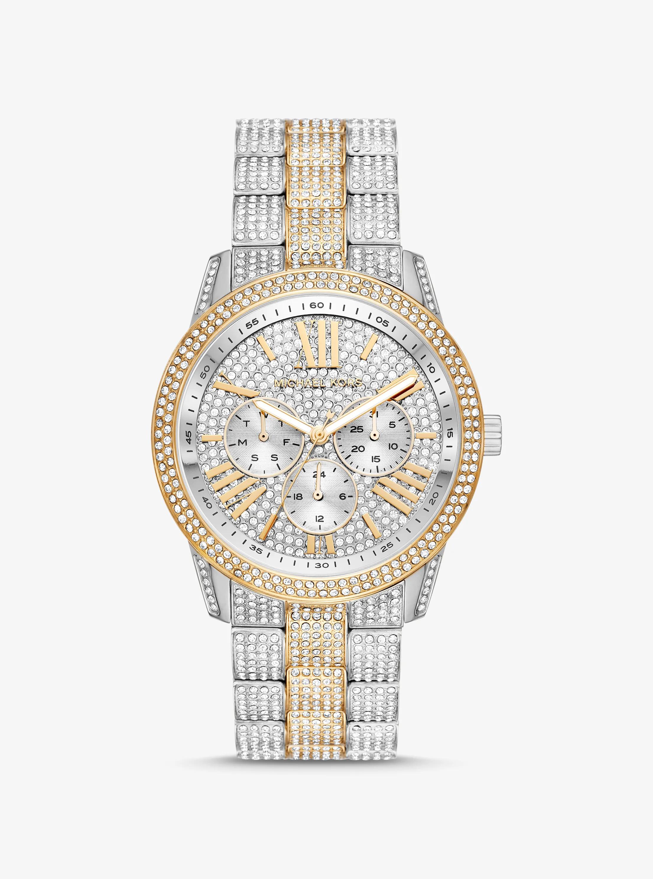 Oversized Brynn Pav&eacute; Two-Tone Watch in TWO TONE | Michael Kors