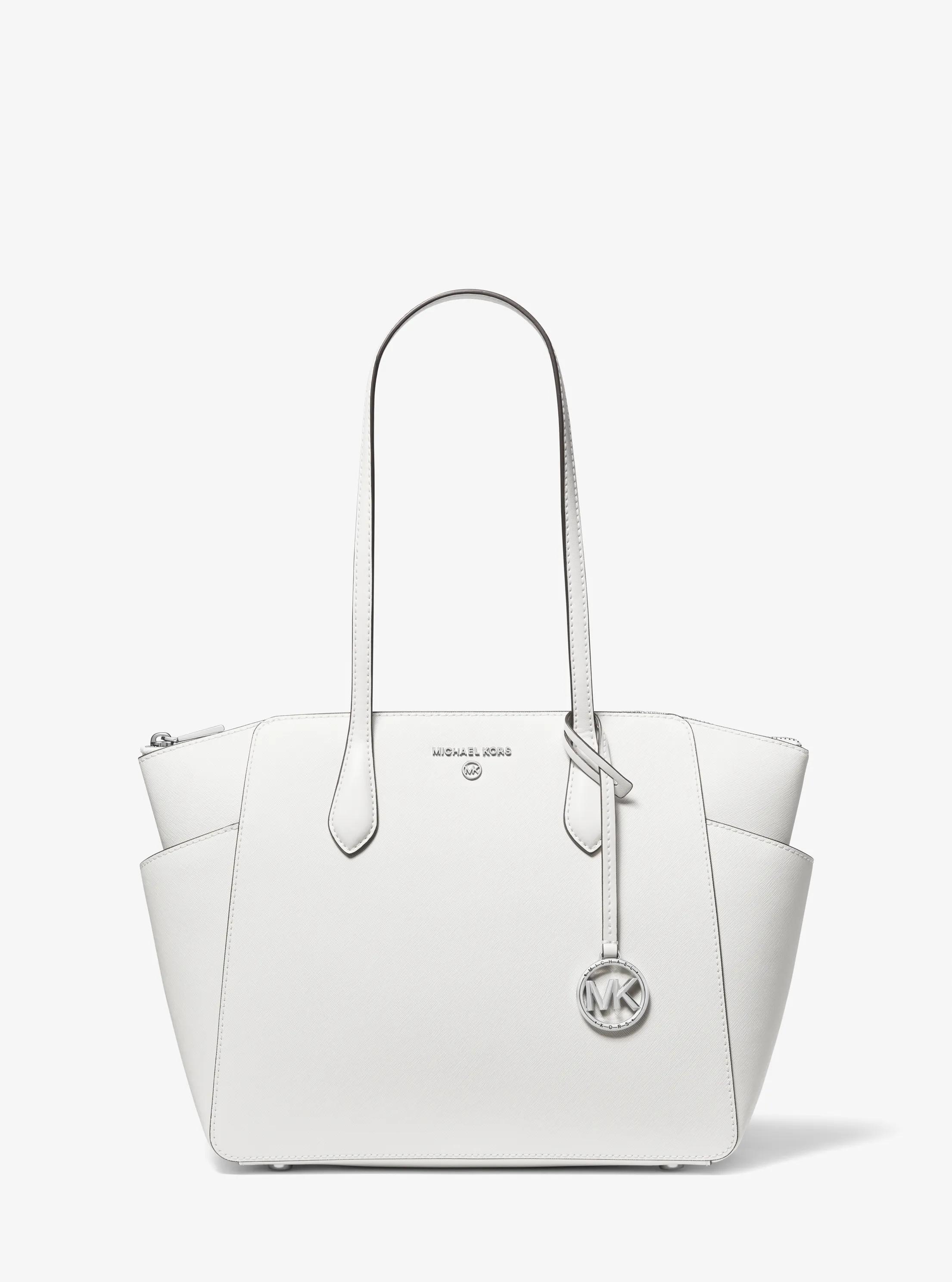 Marilyn Medium Saffiano Leather Tote Bag in OPTIC WHITE | Michael Kors