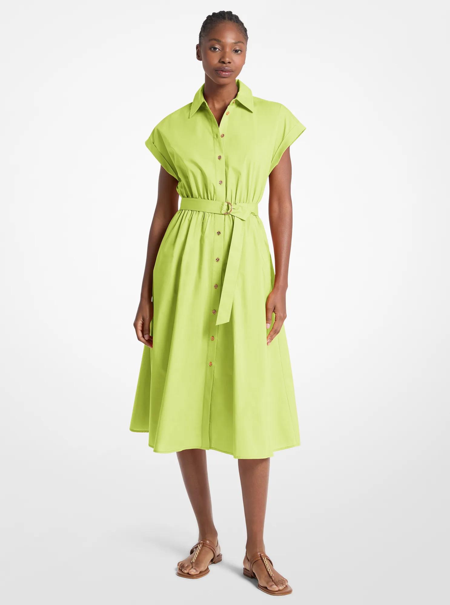 Robe mi-longue en popeline de coton in CITRON VERT | Michael Kors