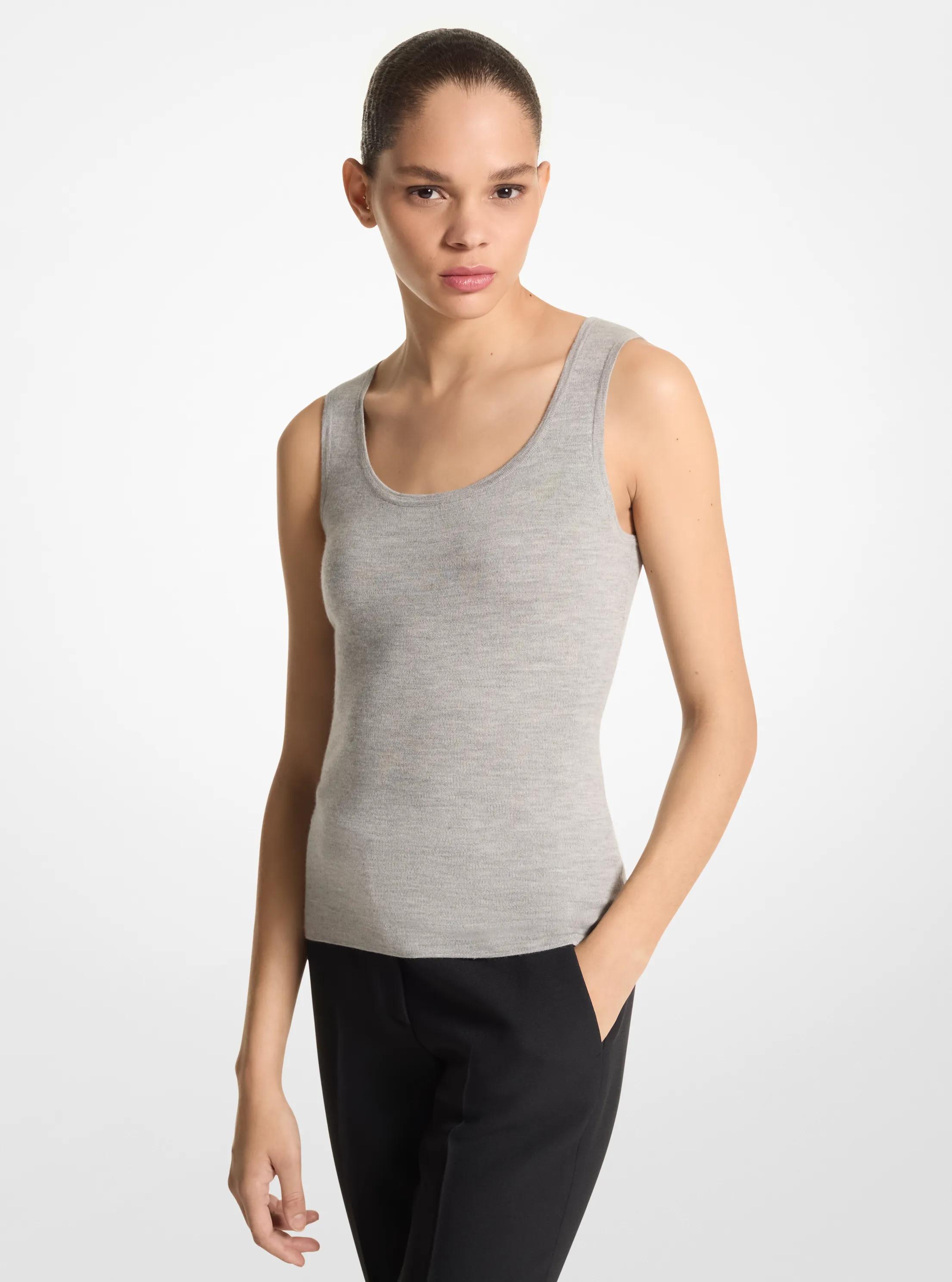 Bette Cashmere Scoopneck Tank in PEARL GREY | Michael Kors
