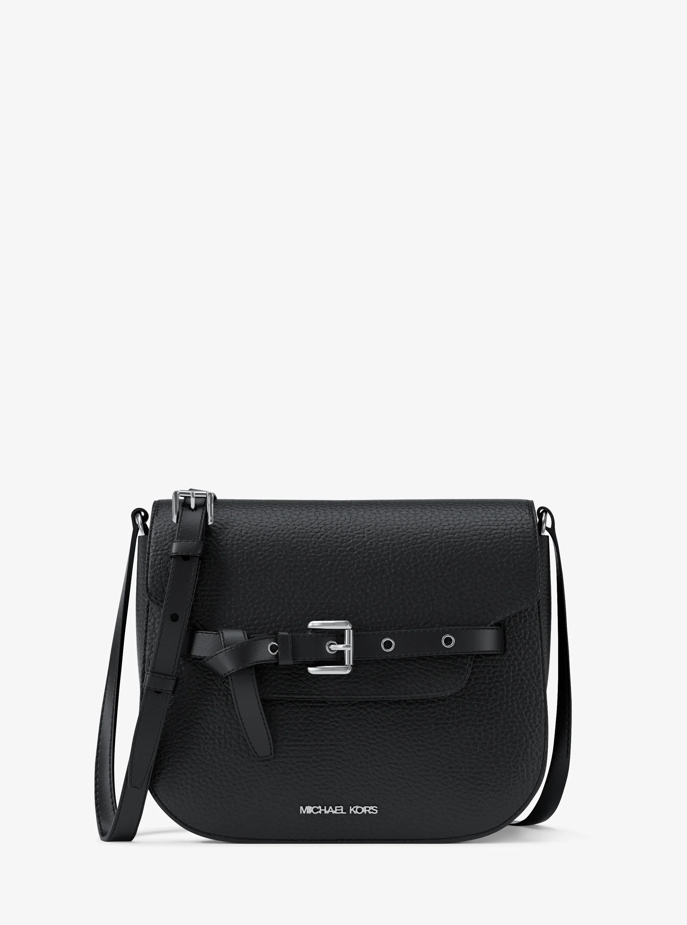 MK Petit sac à bandoulière Emilia façon sacoche en cuir grainé - Noir - Michael Kors