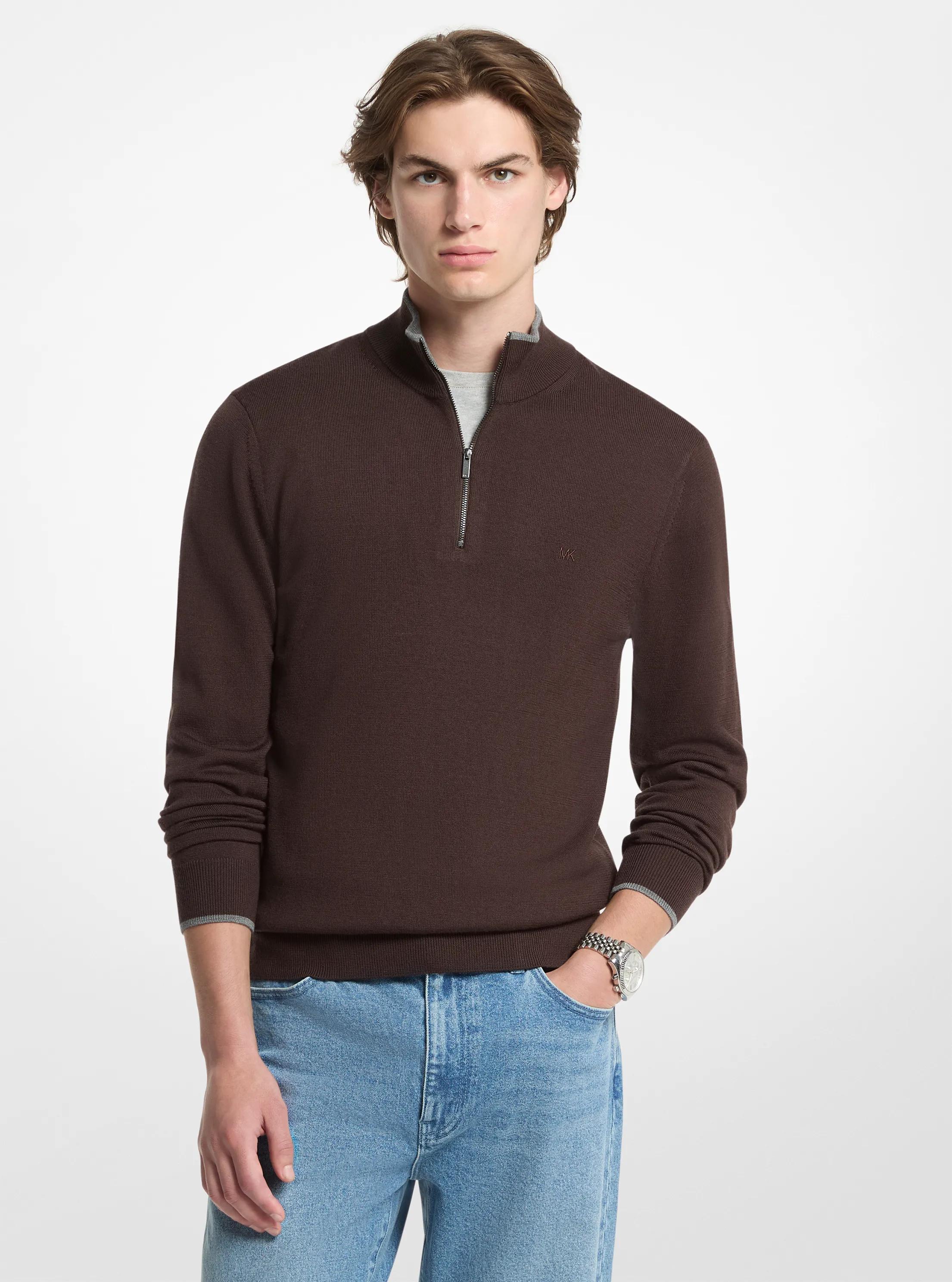Wool Half-Zip Sweater in CHOCOLATE | Michael Kors