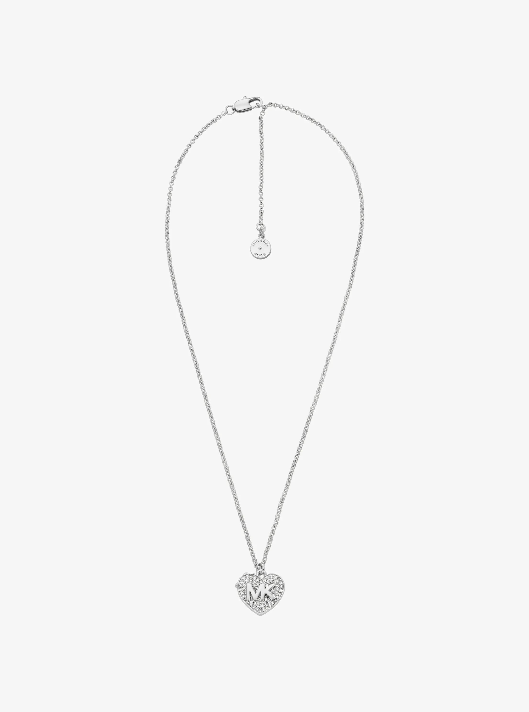 Pav&eacute; Heart Locket Necklace in SILVER | Michael Kors
