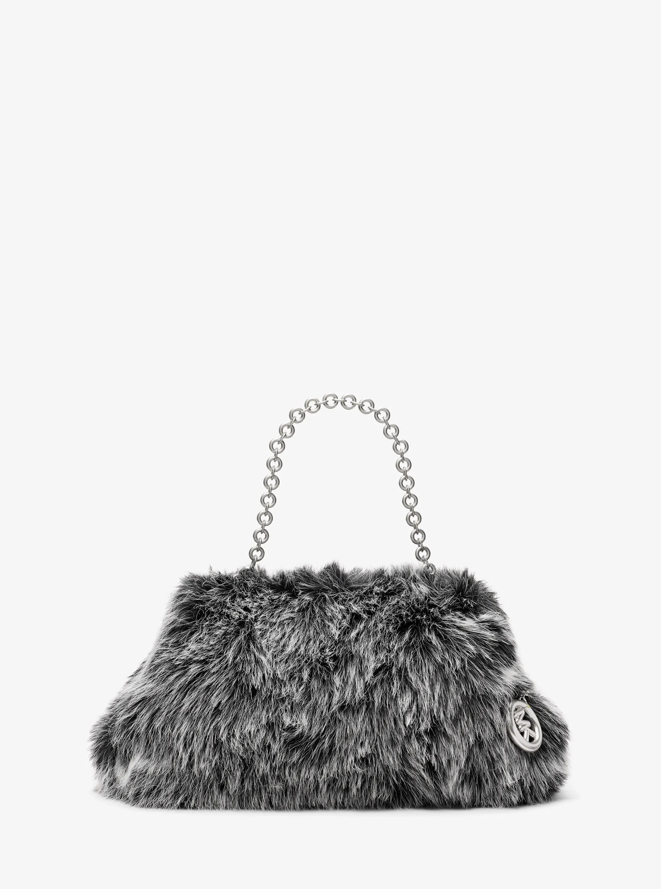 Goldie Large Faux Fur Clutch in BLACK | Michael Kors