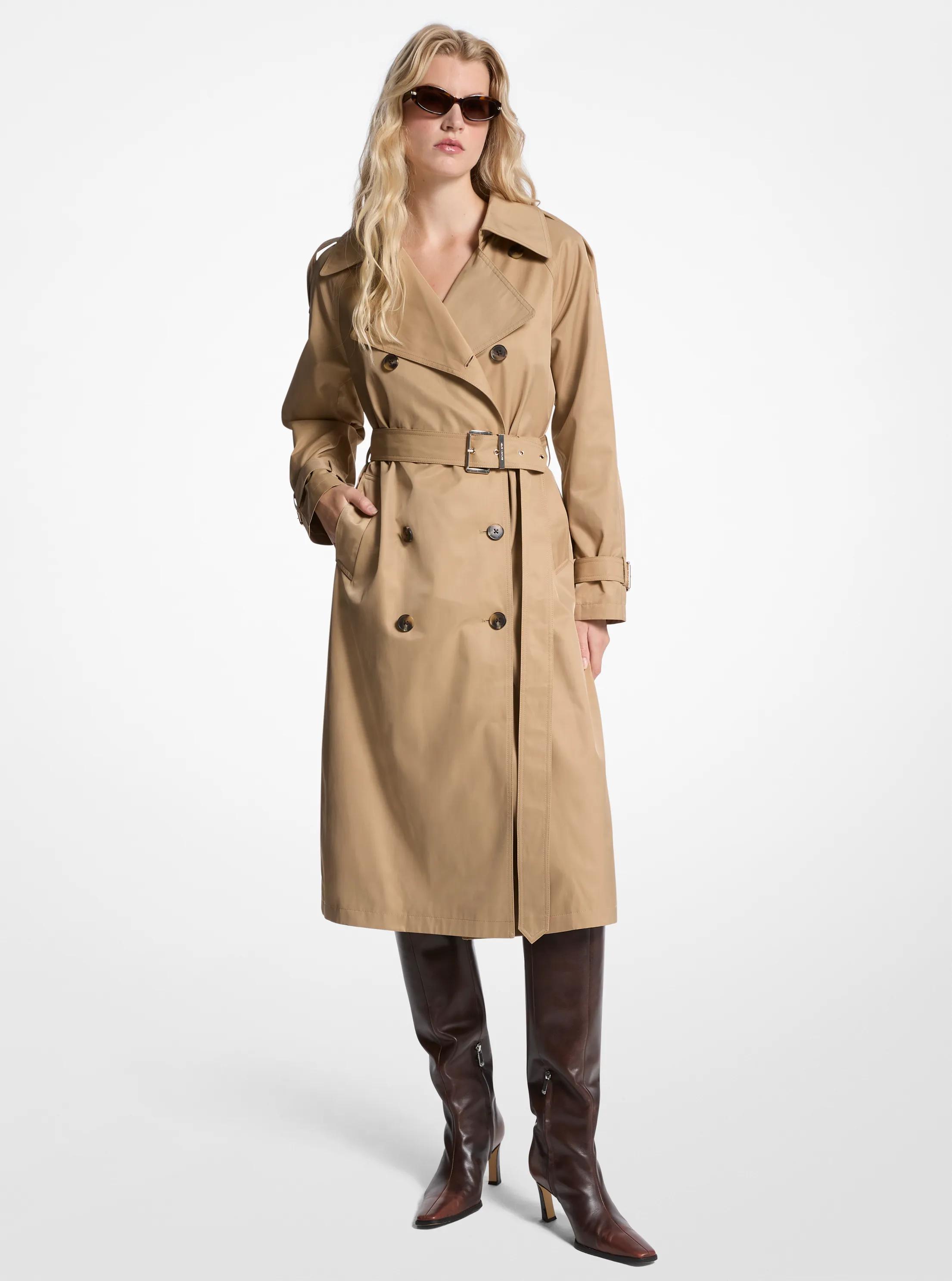 Cotton Blend Belted Trench Coat in KHAKI | Michael Kors