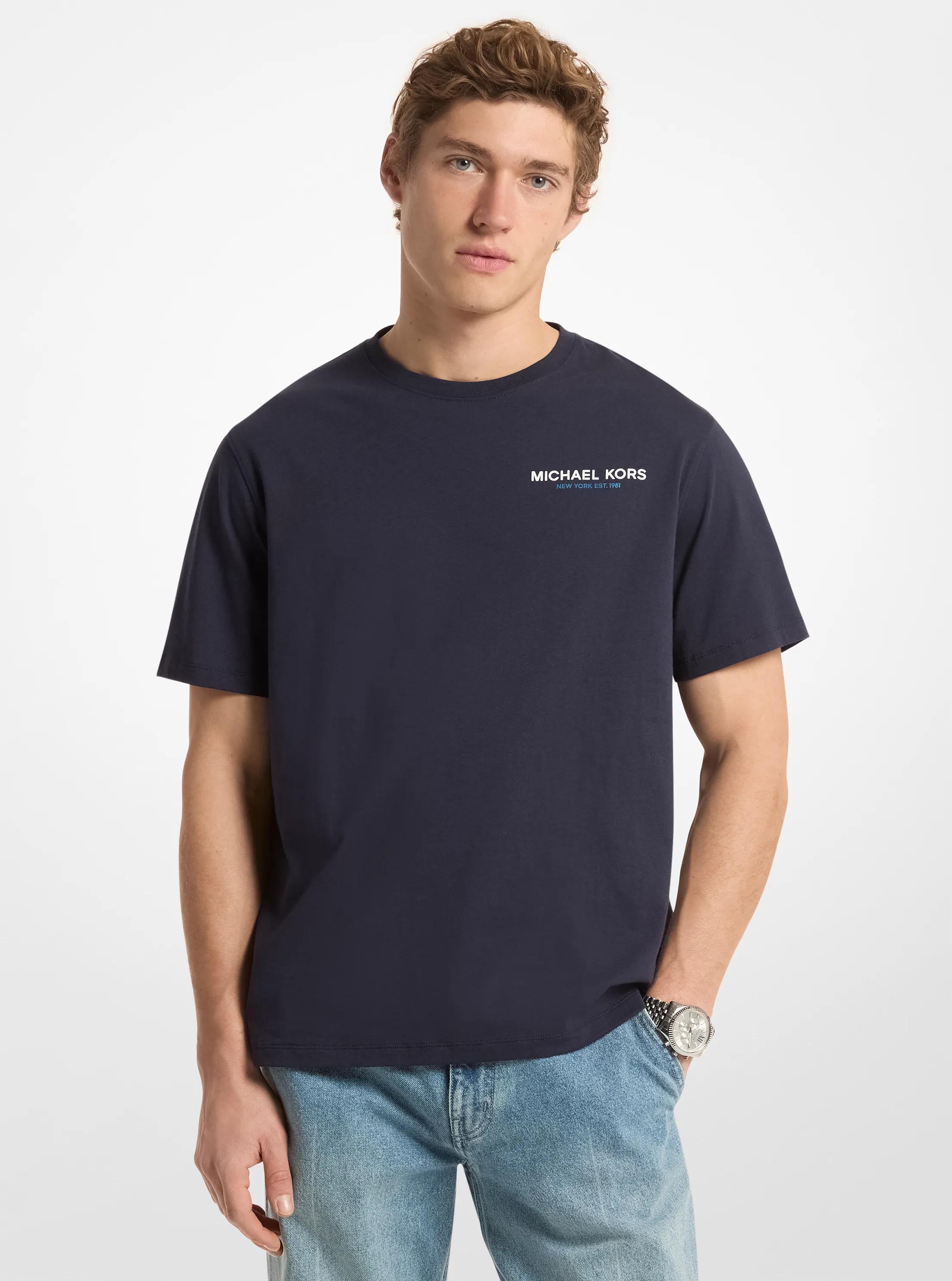 Graphic Logo Cotton Jersey T-Shirt in MIDNIGHT | Michael Kors