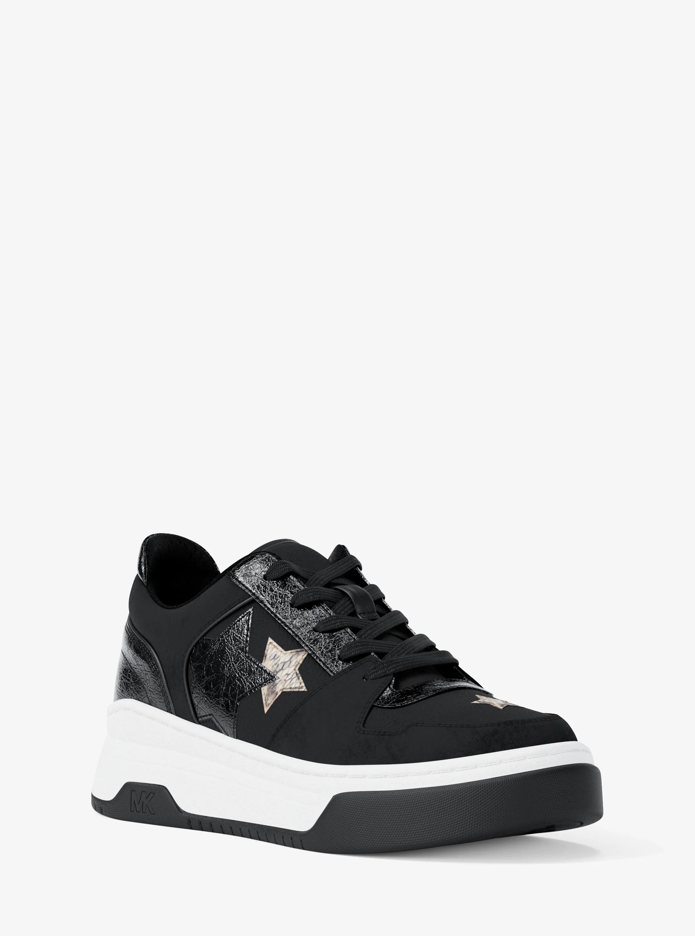 Lexi Embellished Mixed-Media Sneaker in BLACK | Michael Kors
