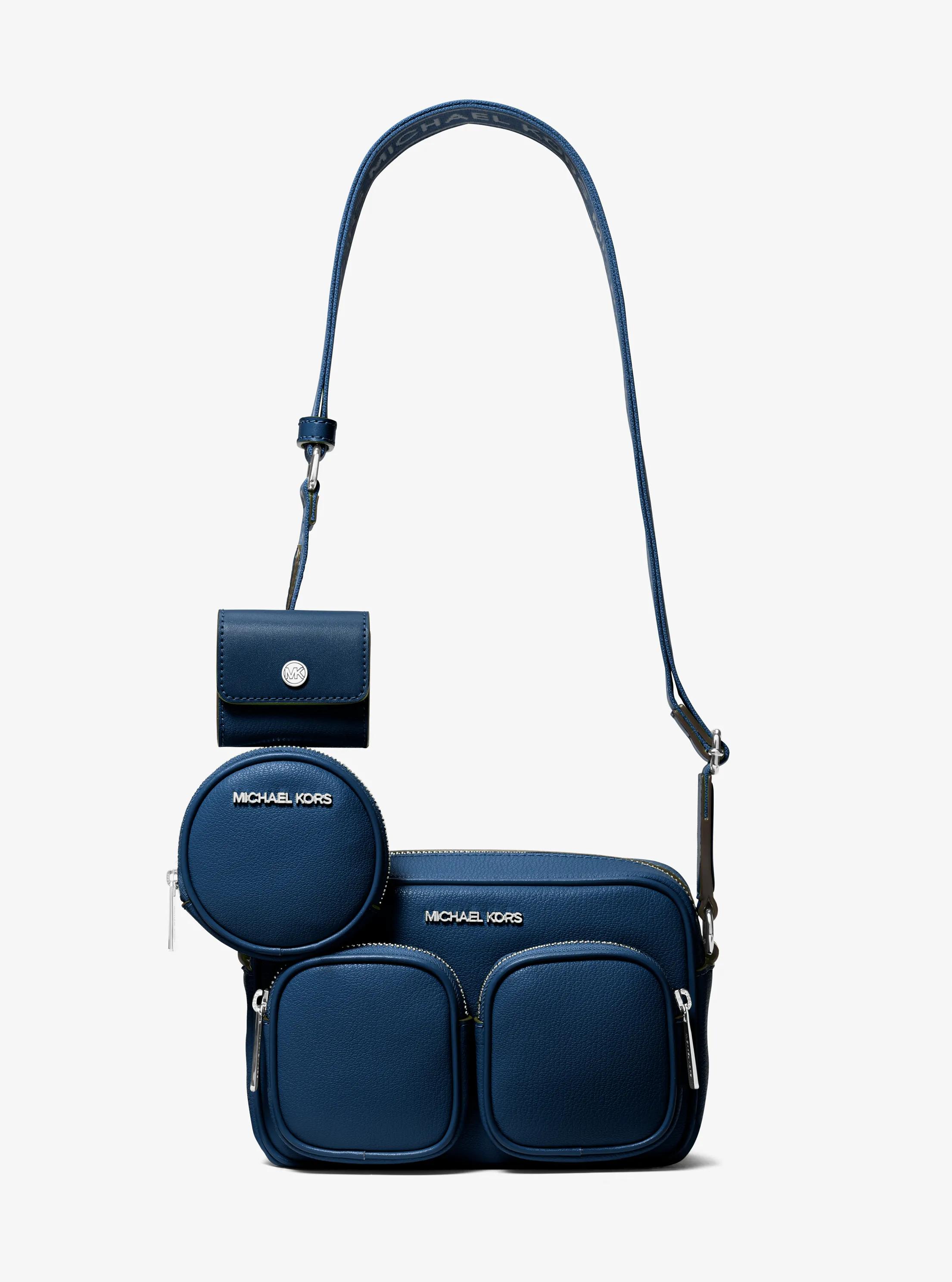 Apple AirPods Pro第二世代 MICHAEL KORSケース付 Jet Set Leather Medium Crossbody Bag with Case for Apple Airpods