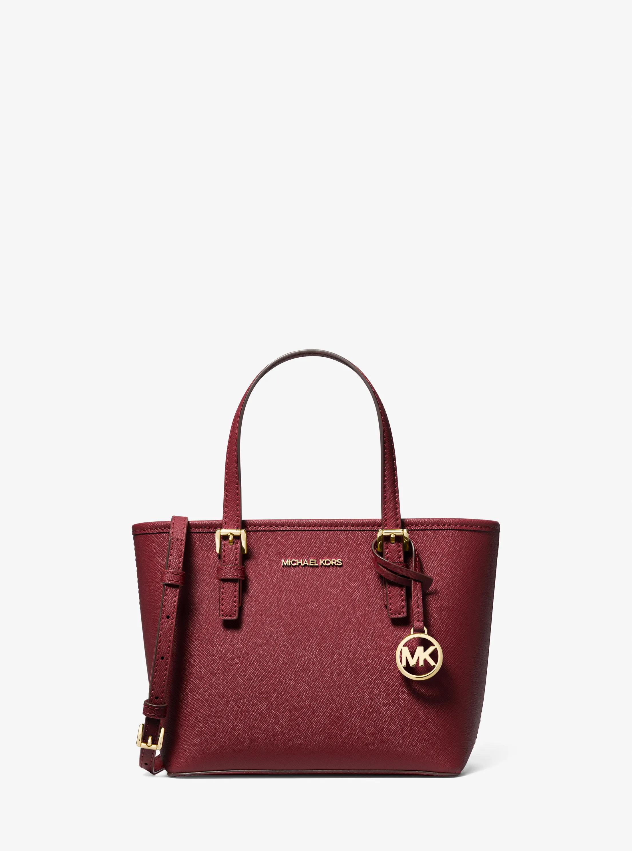 Jet Set Travel Extra-Small Saffiano Leather Top-Zip Tote Bag in OXBLOOD | Michael Kors