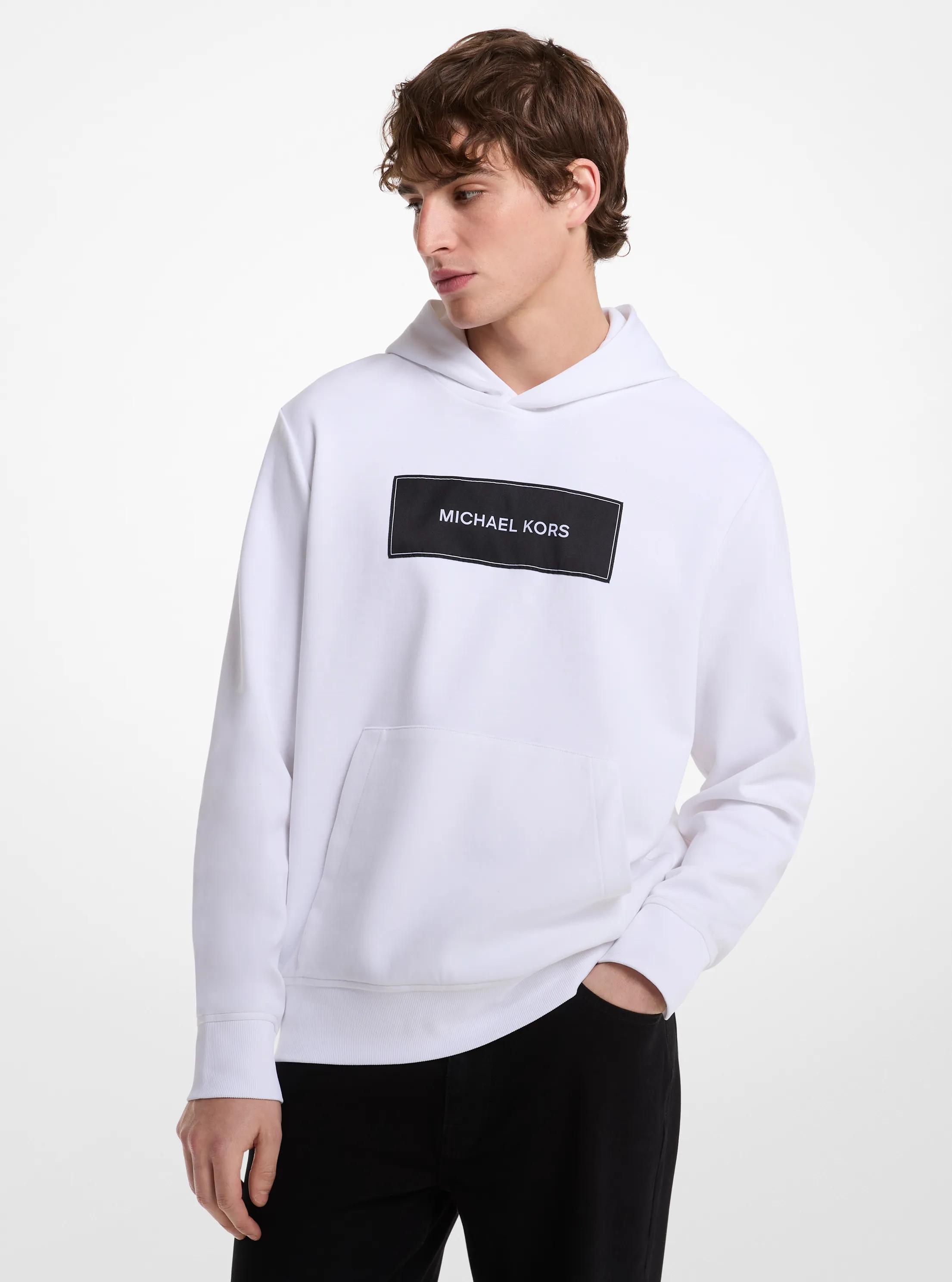 Logo Cotton Blend Hoodie in WHITE | Michael Kors