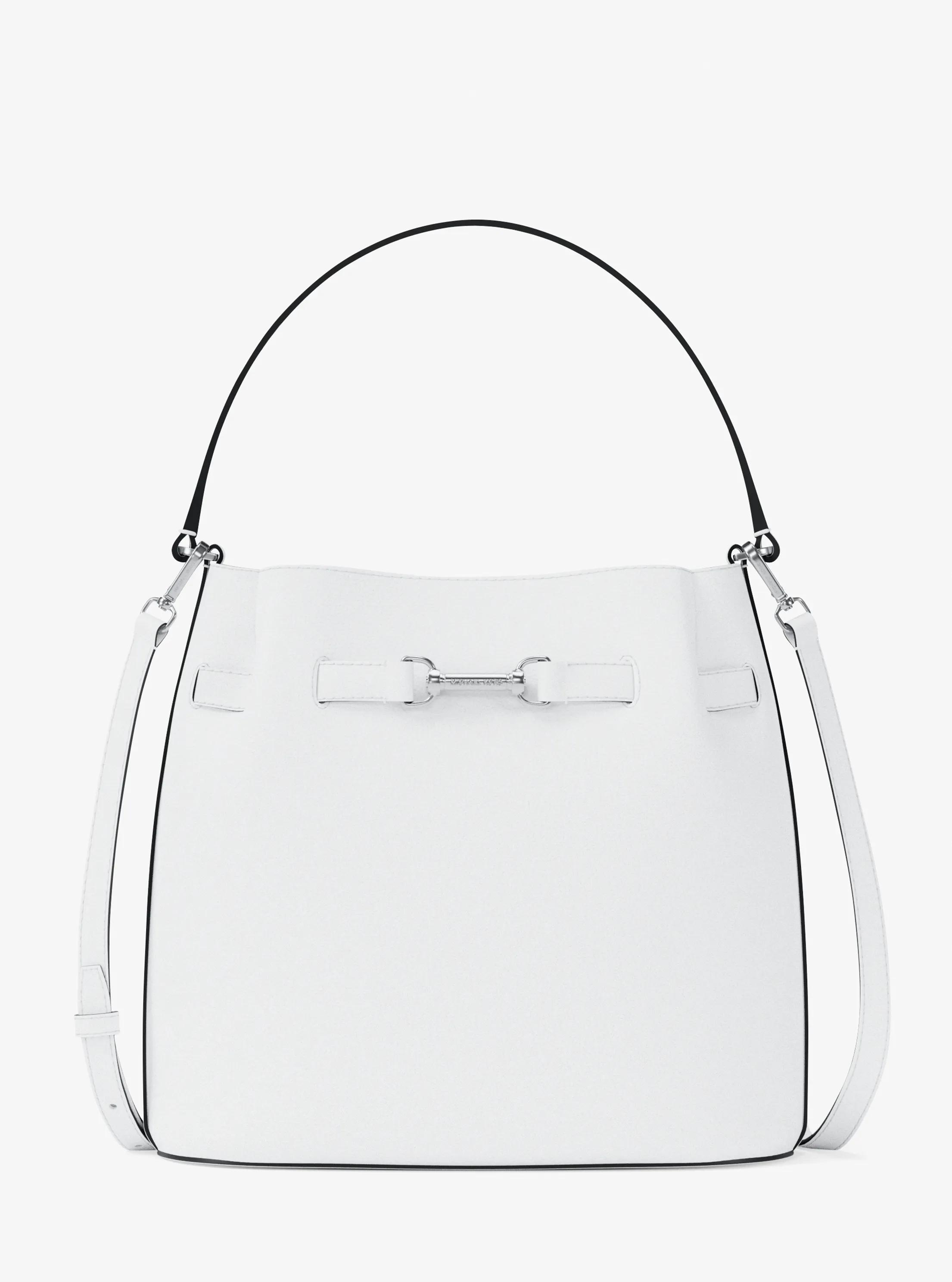 Bombonera Carson mediana de piel granulada con tira de bandolera in BLANCO INTENSO | Michael Kors