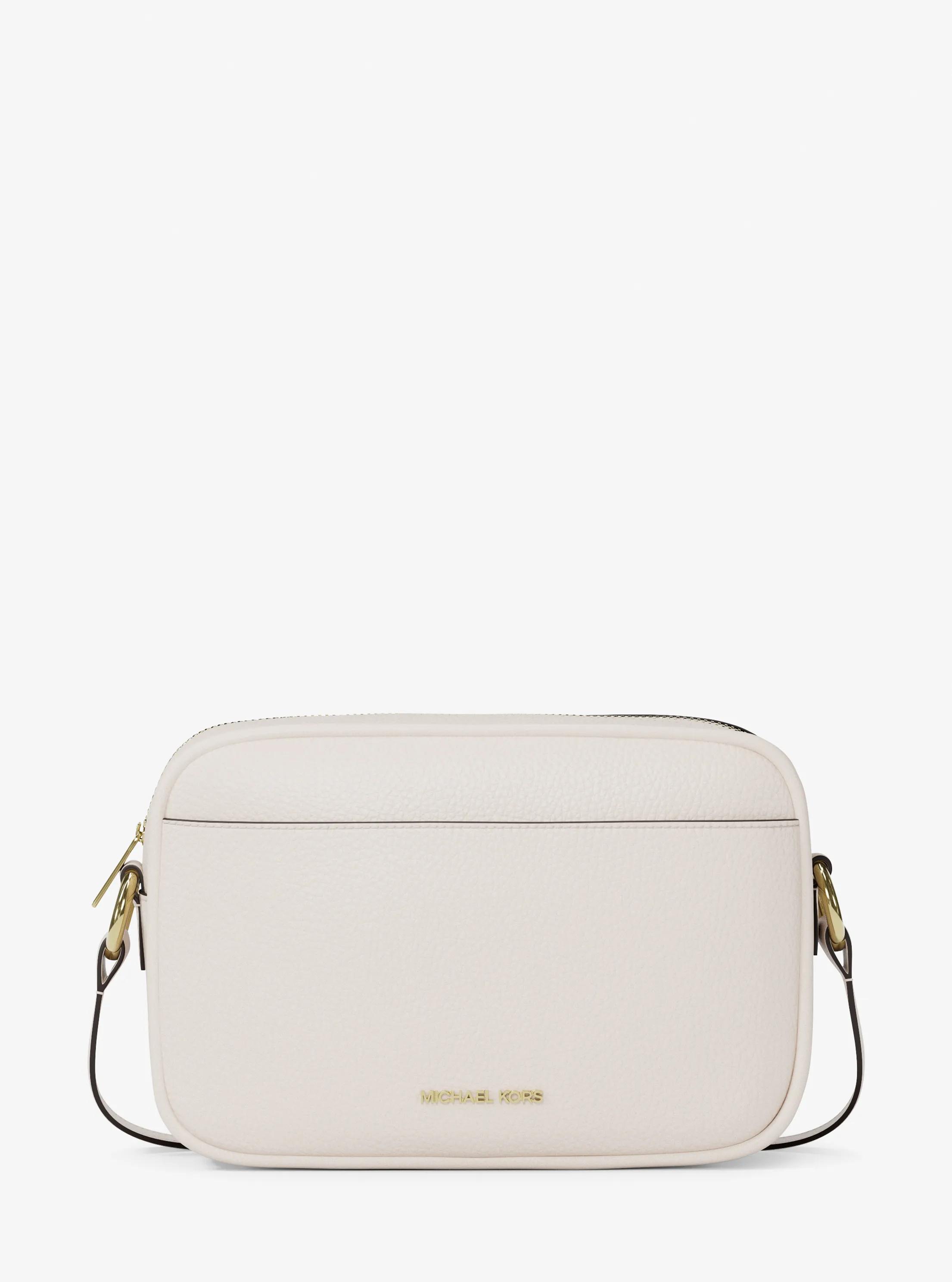 Jet Set Large Pebbled Leather Camera Crossbody Bag in LT CREAM | Michael Kors