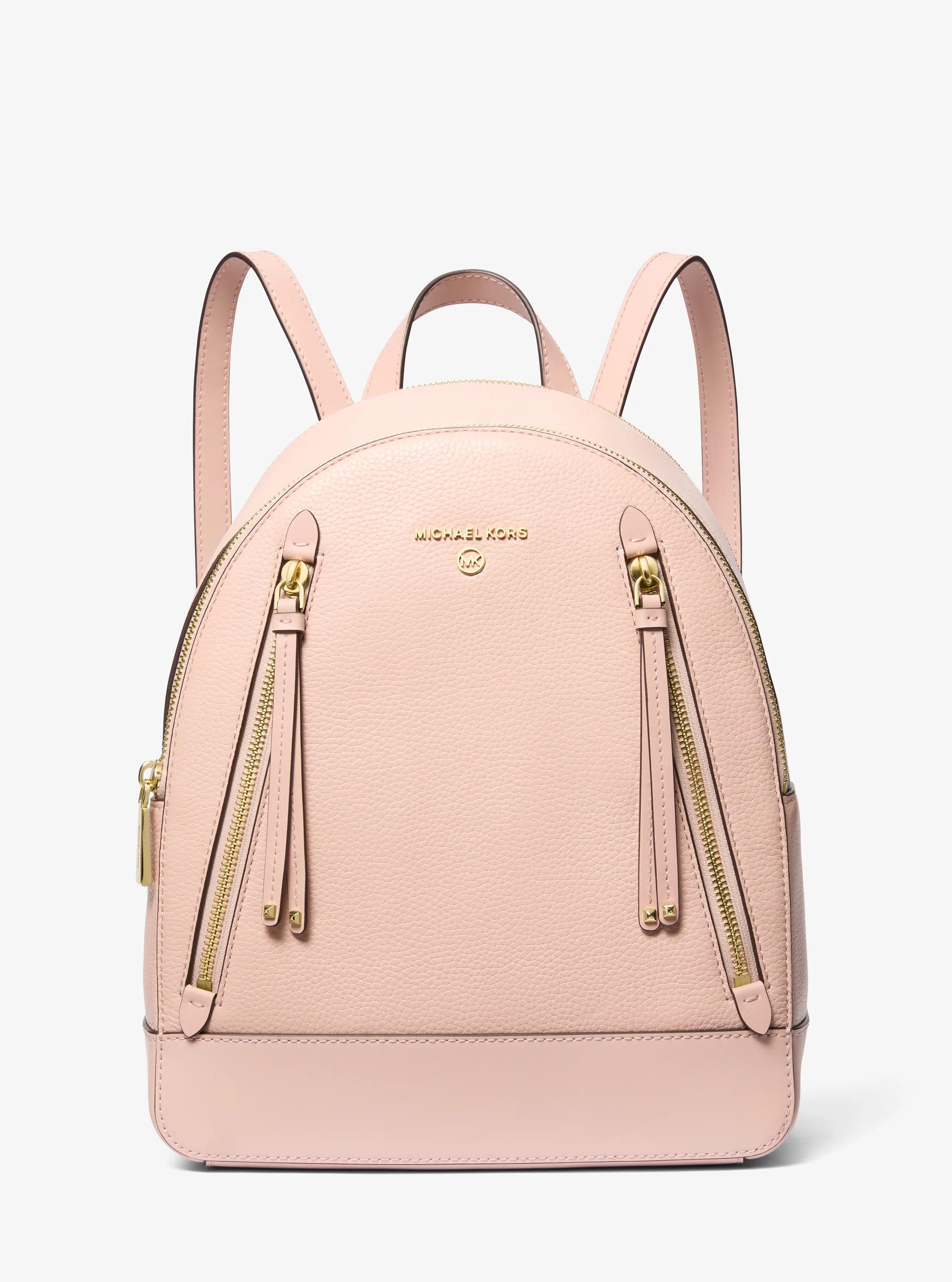 MK Sac à dos Brooklyn de taille moyenne en cuir grainé - Rose - Michael Kors